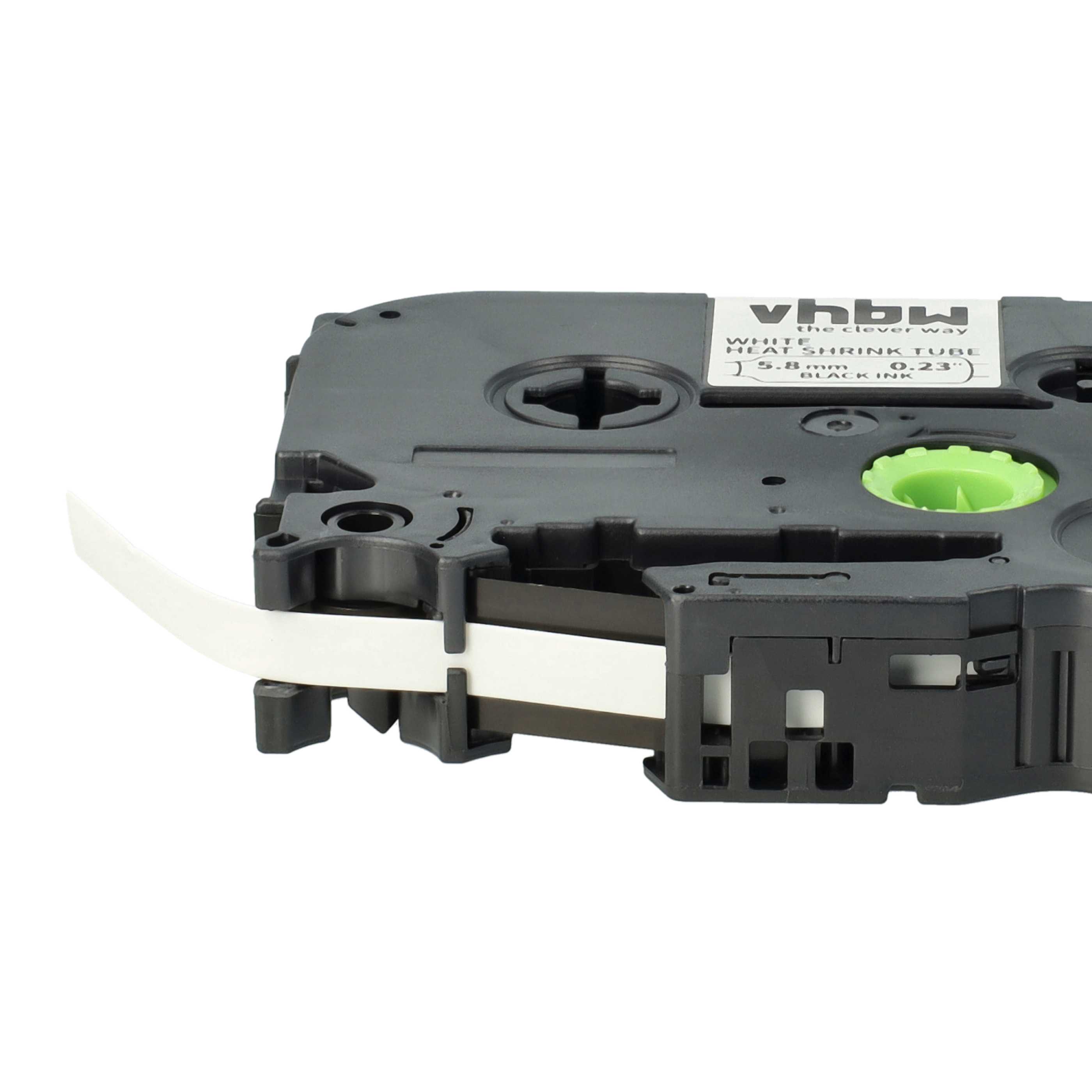 Label Tape as Replacement for Brother HSE-211 - 5.8 mm Black to White, Heat Shrink Tape, 5.8 mm