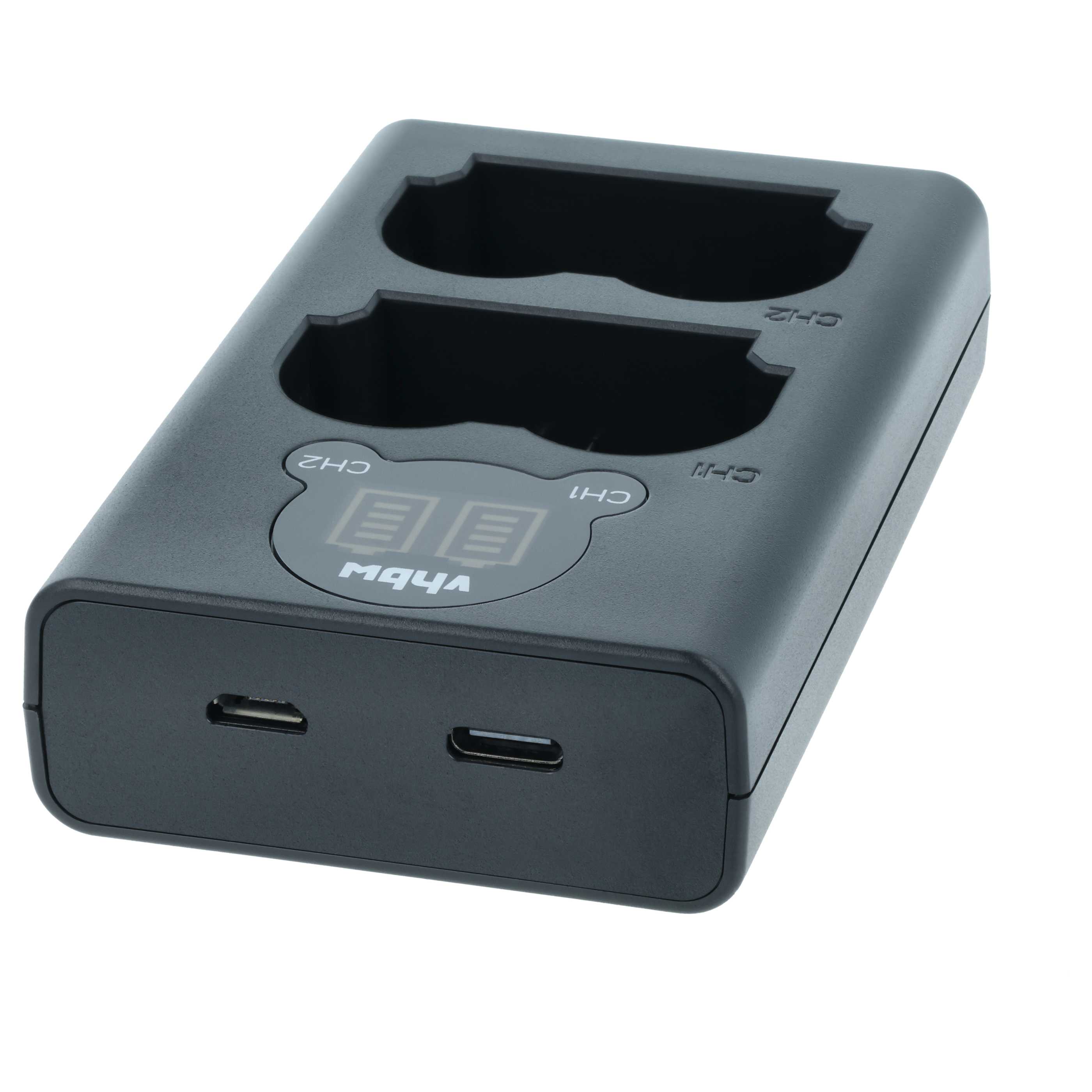 Battery Charger Micro-USB + USB-C + Cable Micro-USB suitable for Fuji Fujifilm GFX 50S II Digital Camera