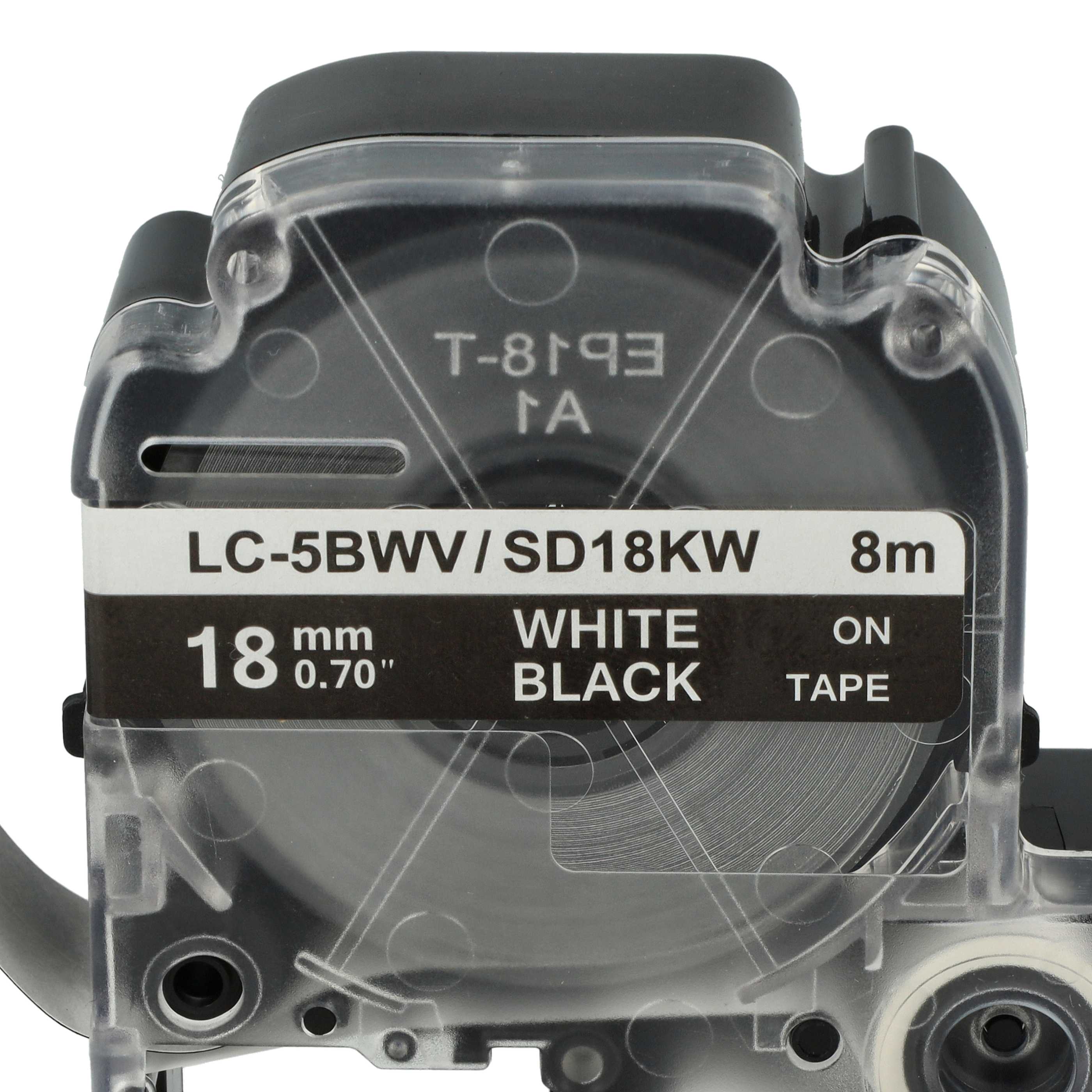 Label Tape replaces Epson LC-5BWV - 18 mm White to Black