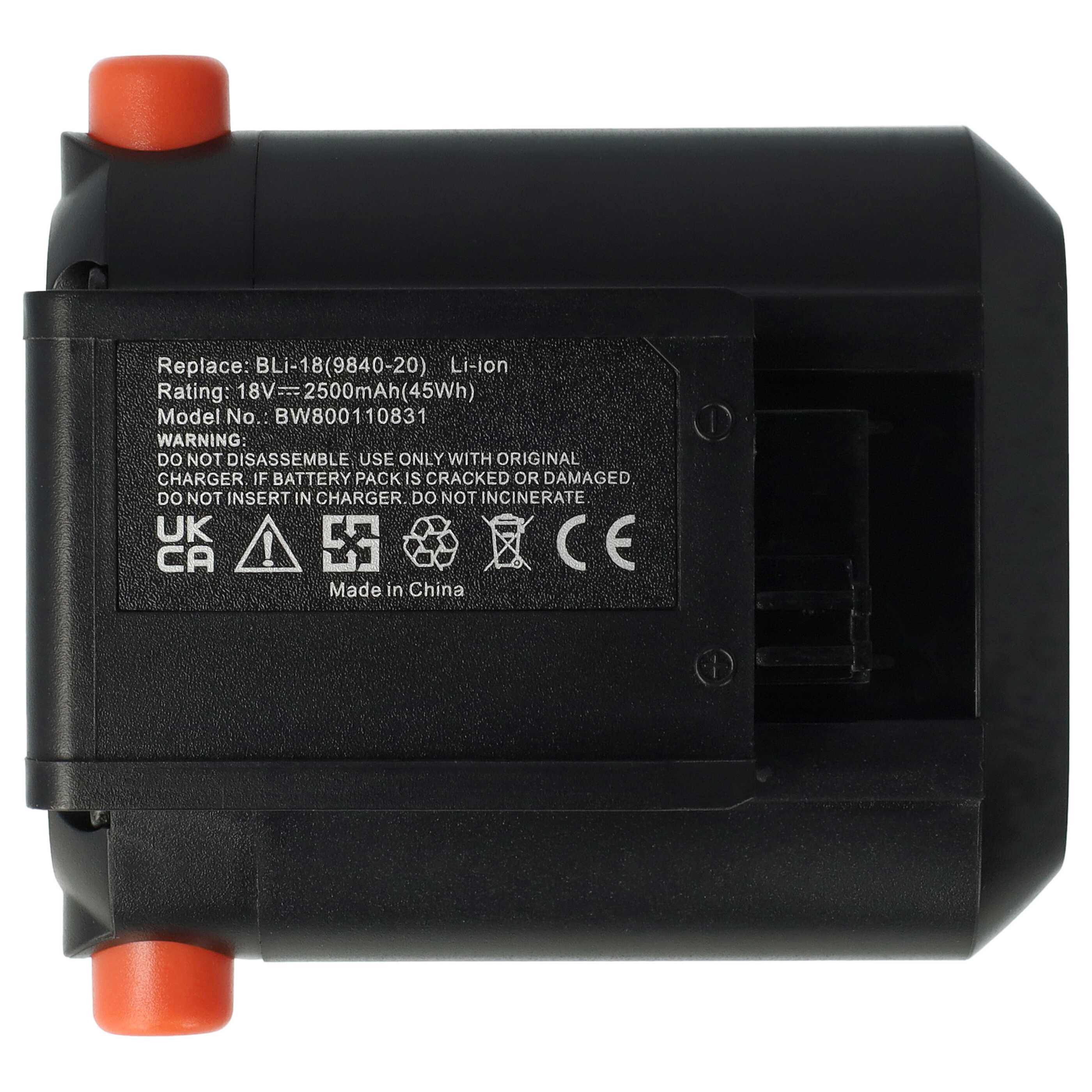 Akumulator do robota koszącego zamiennik Gardena BLi-18, 9839-20, 9840-20 - 2500 mAh 18 V Li-Ion, czarny