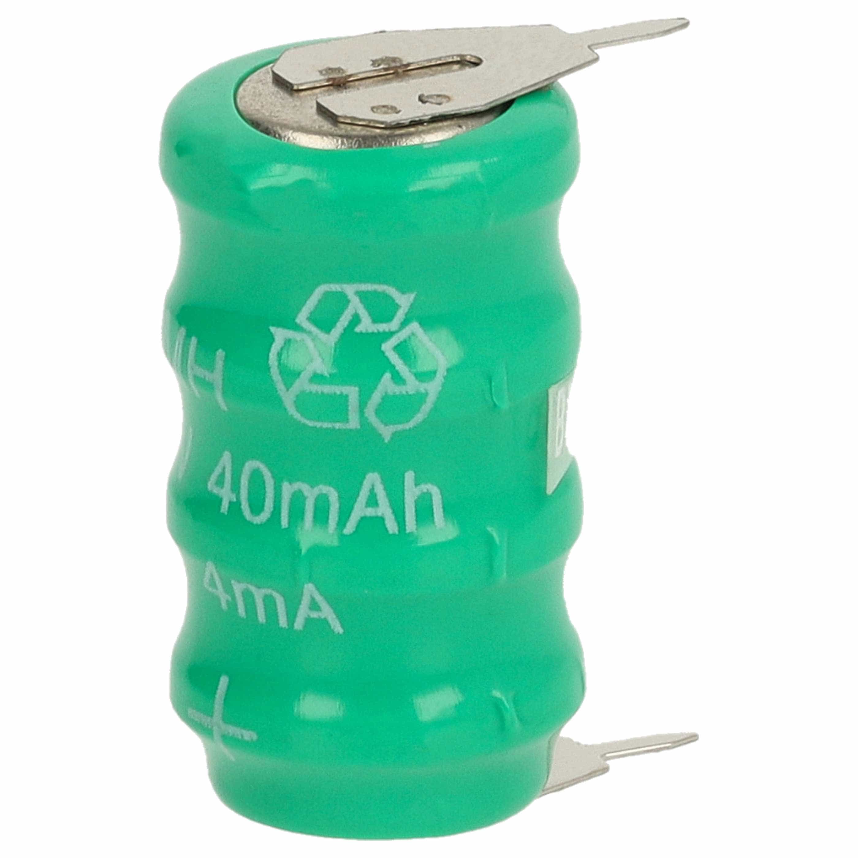 Button Cell Battery Type V40H 2 Pins for Model Building Solar Lamps etc. - 40 mAh 4.8 V NiMH