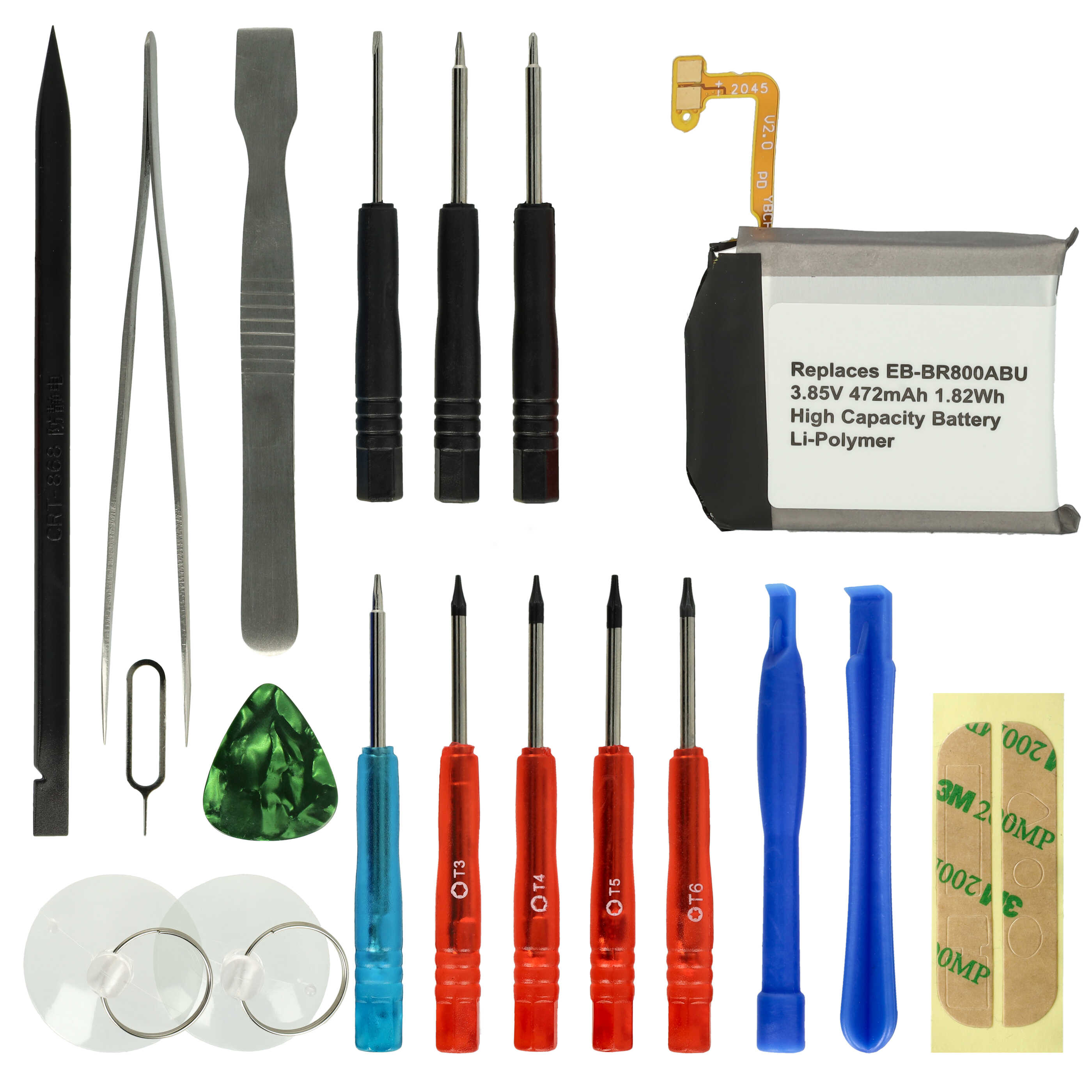 Smartwatch Battery replaces Samsung GH43-04855A, EB-BR800ABU - 472 mAh 3.85 V Li-polymer + Tools