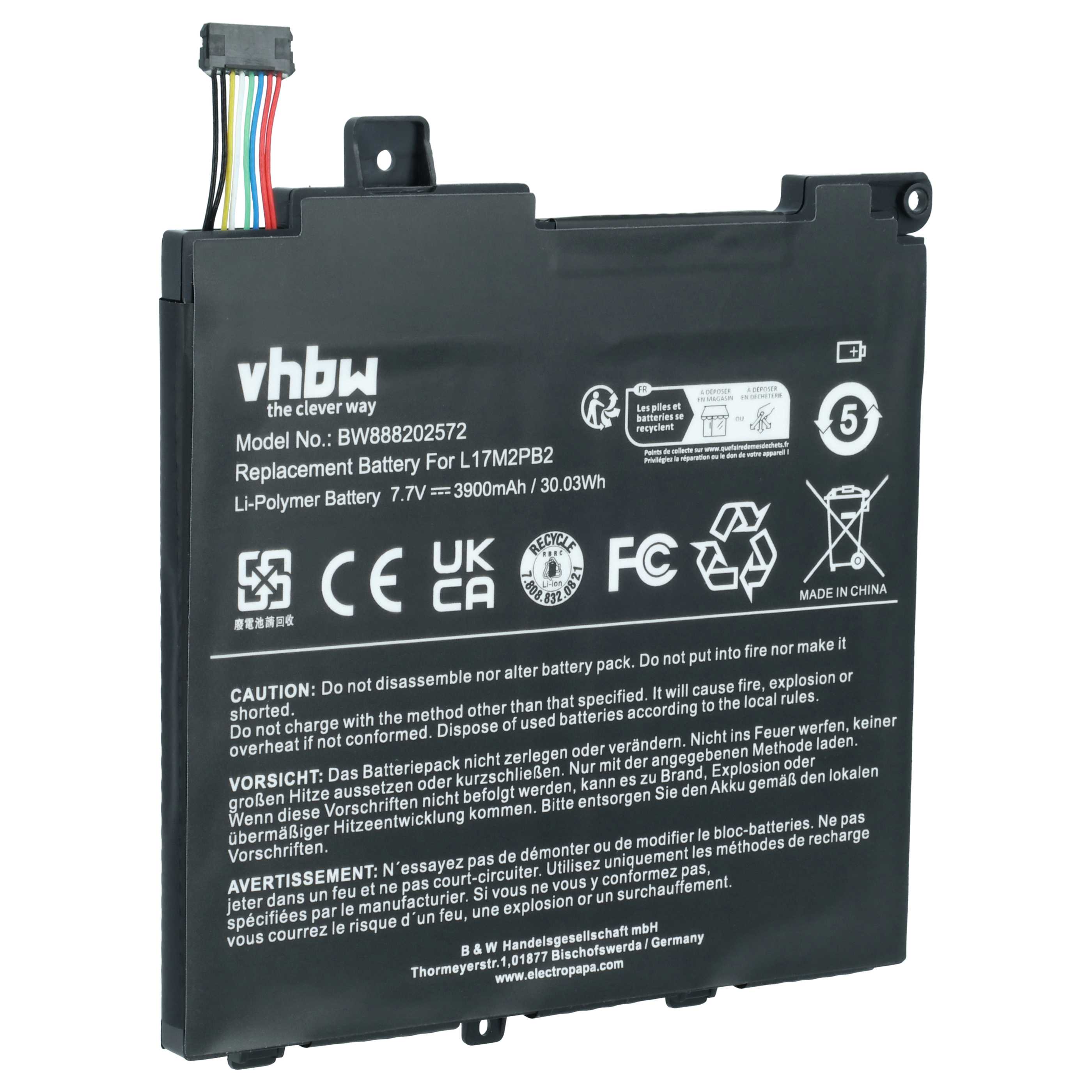 Akumulator do laptopa zamiennik Lenovo 5B10P53997, 5B10P54001, 5B10P54006, 5B10W67379 - 3900 mAh 7,7 V LiPo