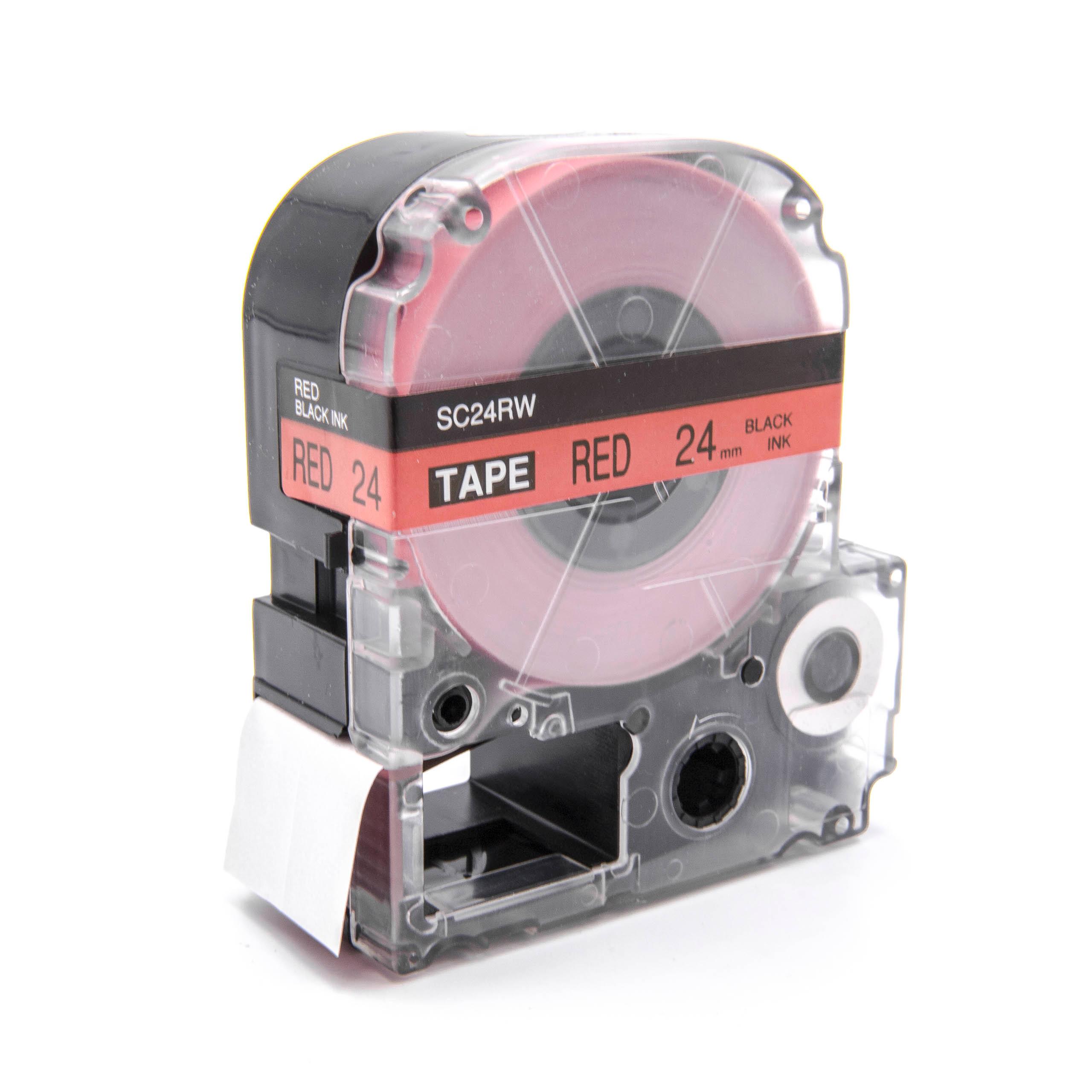 Cassette à ruban remplace Epson LC-6YRN - 24mm lettrage Noir ruban Rouge