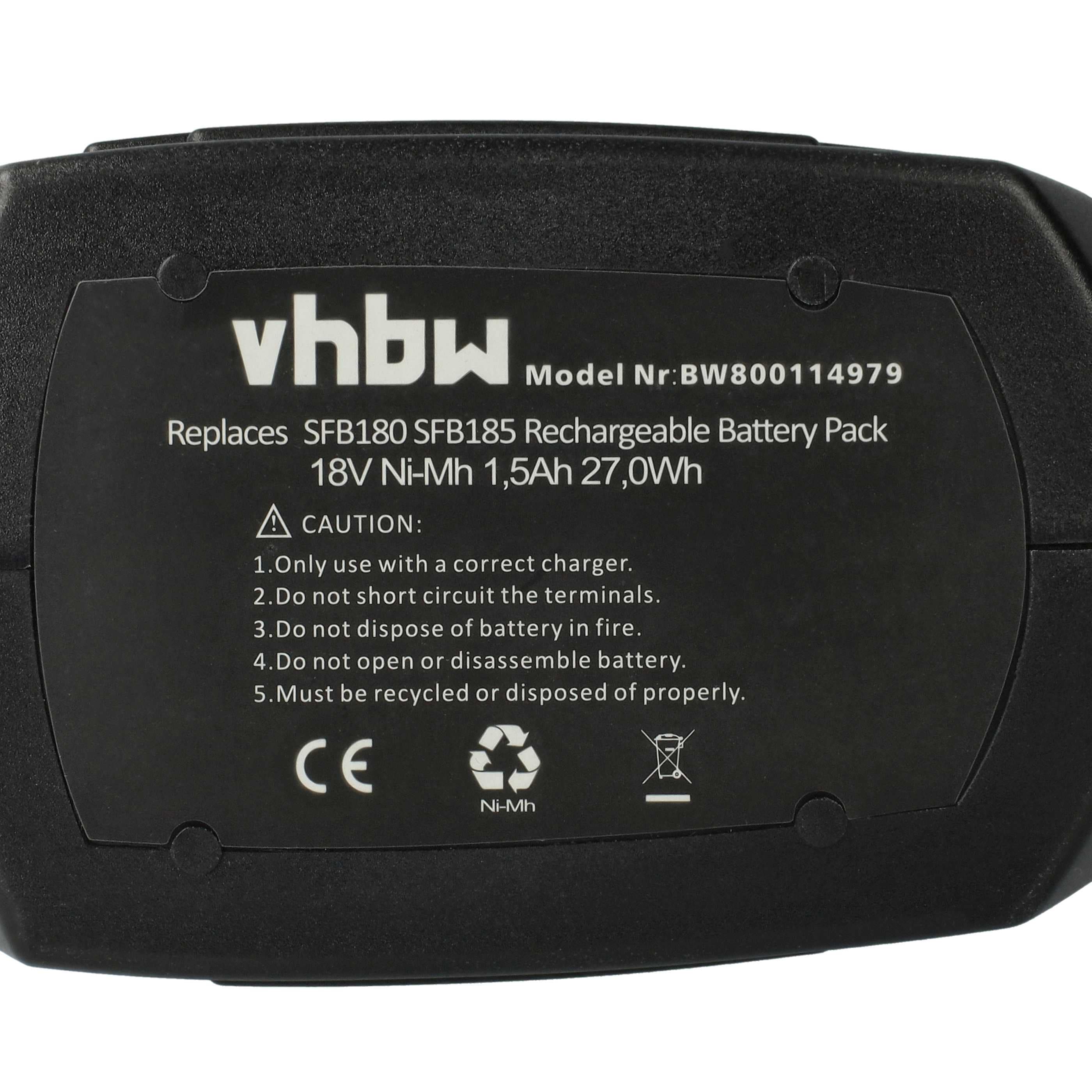 3x Battery replaces Hilti SFB180, SFB185 Electric Power Tool - 1500 mAh, 18 V, NiMH