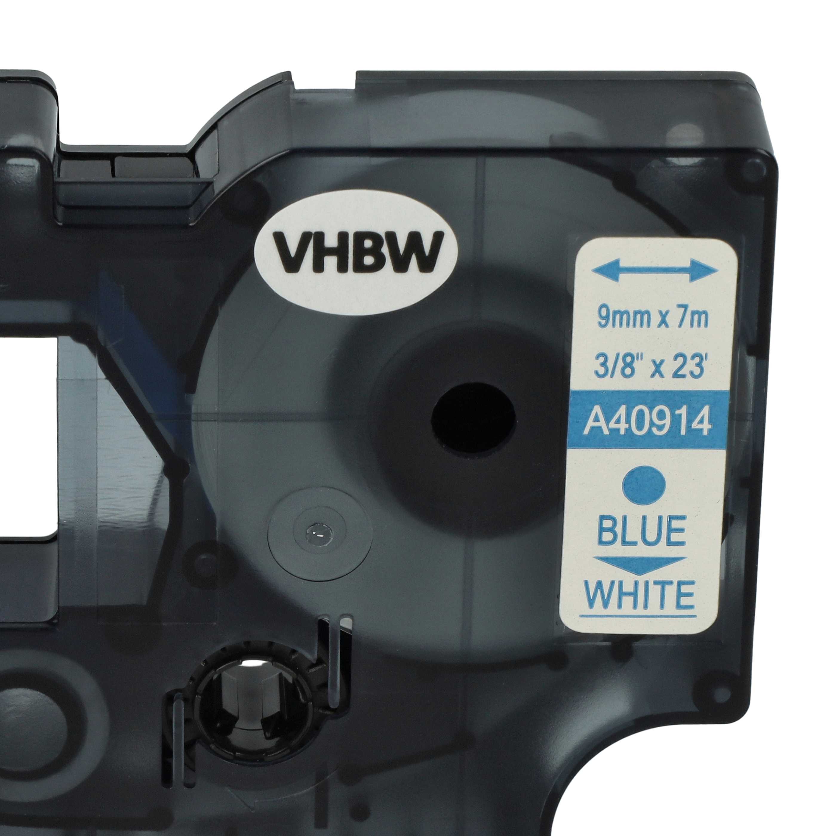 Label Tape replaces Dymo D1, 40914 - 9 mm Blue to White