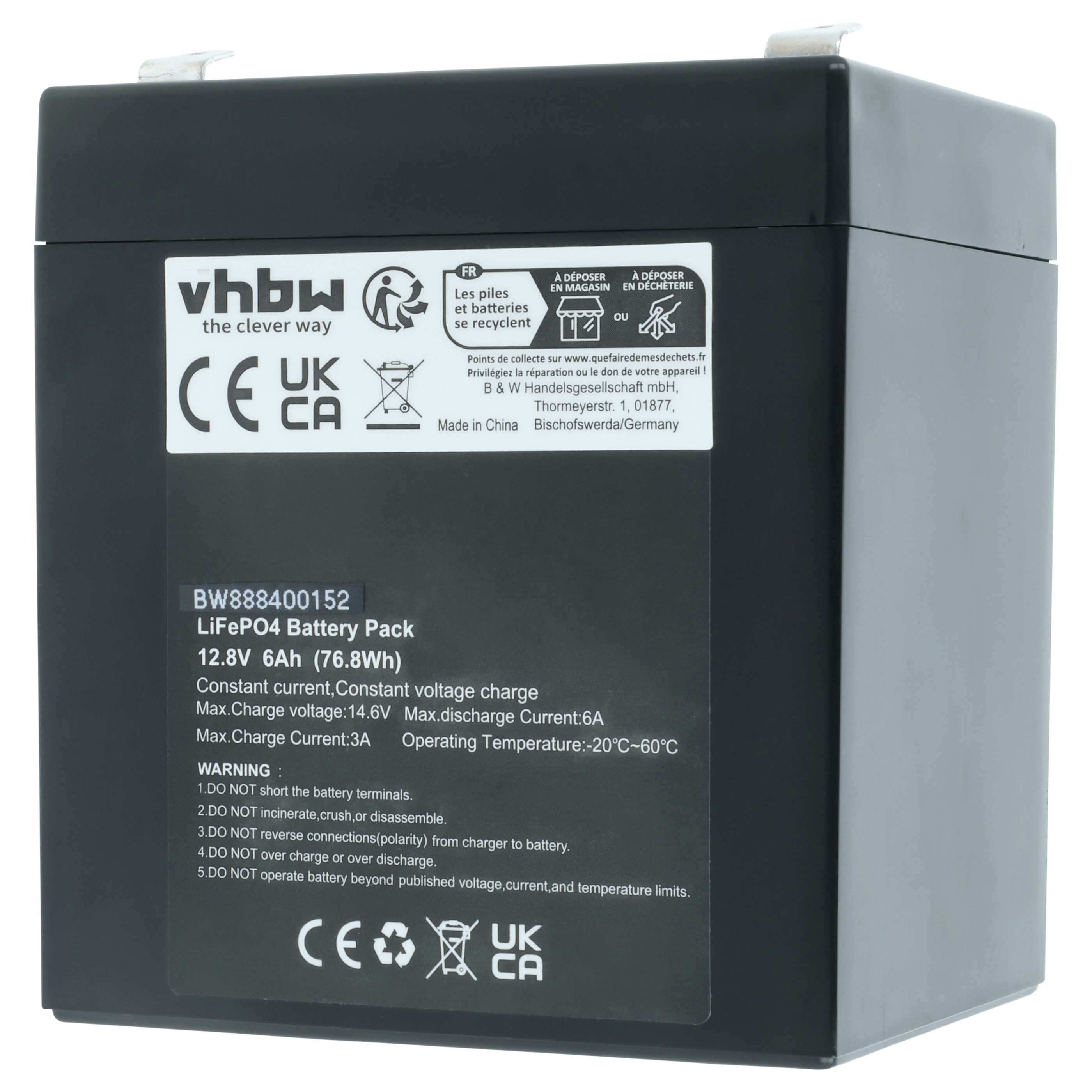 4x Batteria sostituisce APC RBC44, RBC43, RBC140 per altoparlanti - 6Ah 12,8V LiFePO4