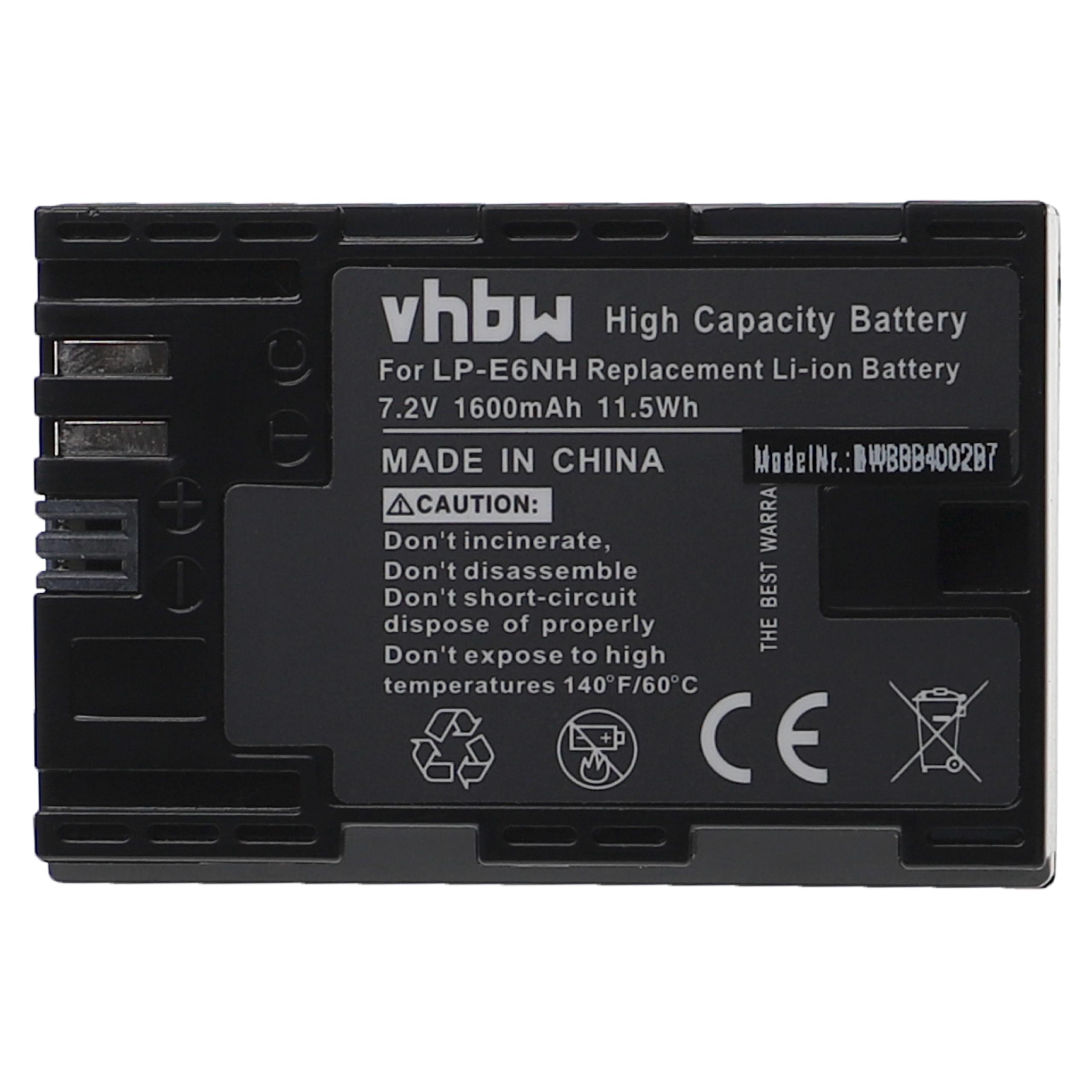 Battery Replacement for Canon LP-E6, LP-E6NH - 1600mAh, 7.2V, Li-Ion