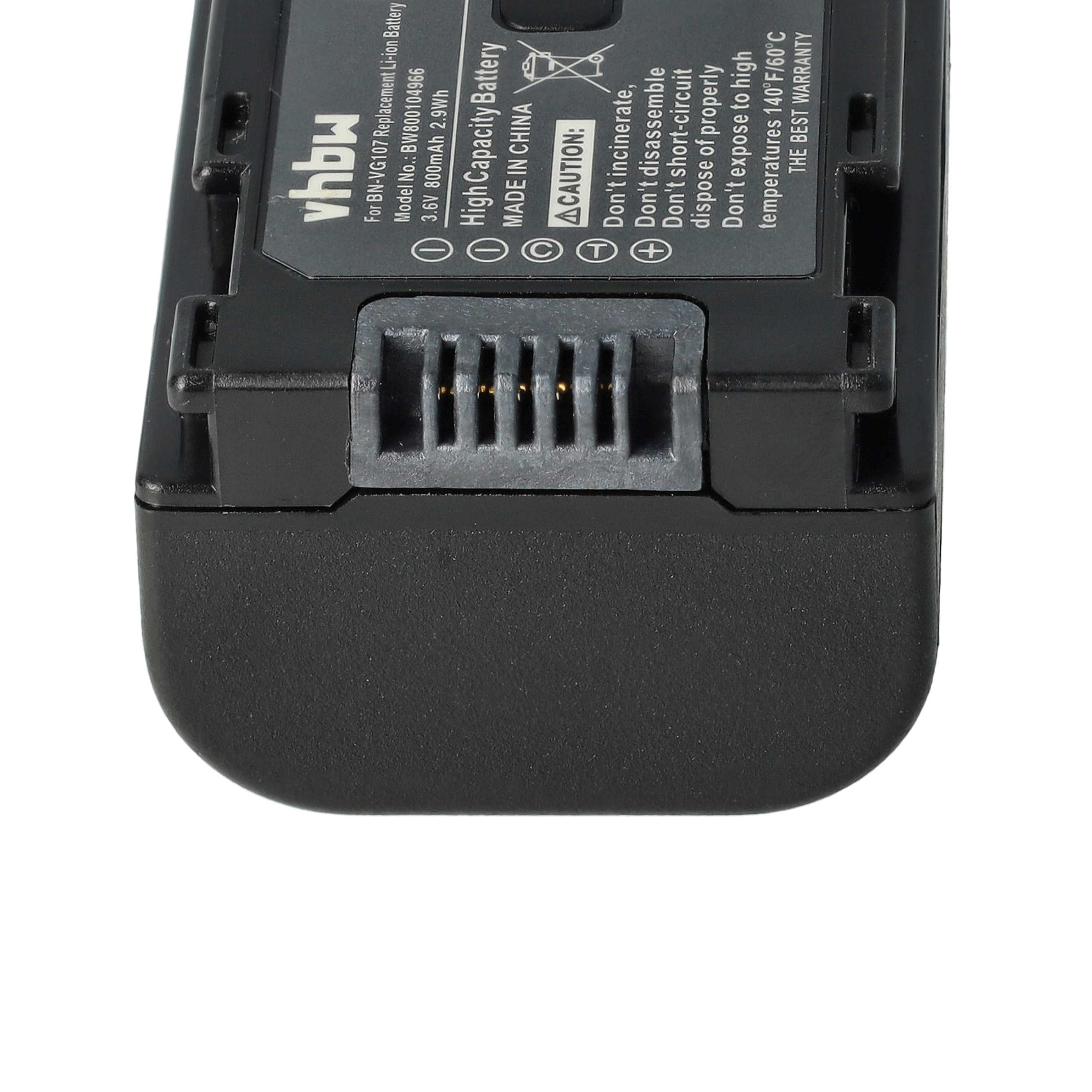 Videocamera Battery replaces JVC BN-VG107, BN-VG107U, BN-VG107E, BN-VG108, BN-VG107US - 800 mAh 3.6 V Li-Ion