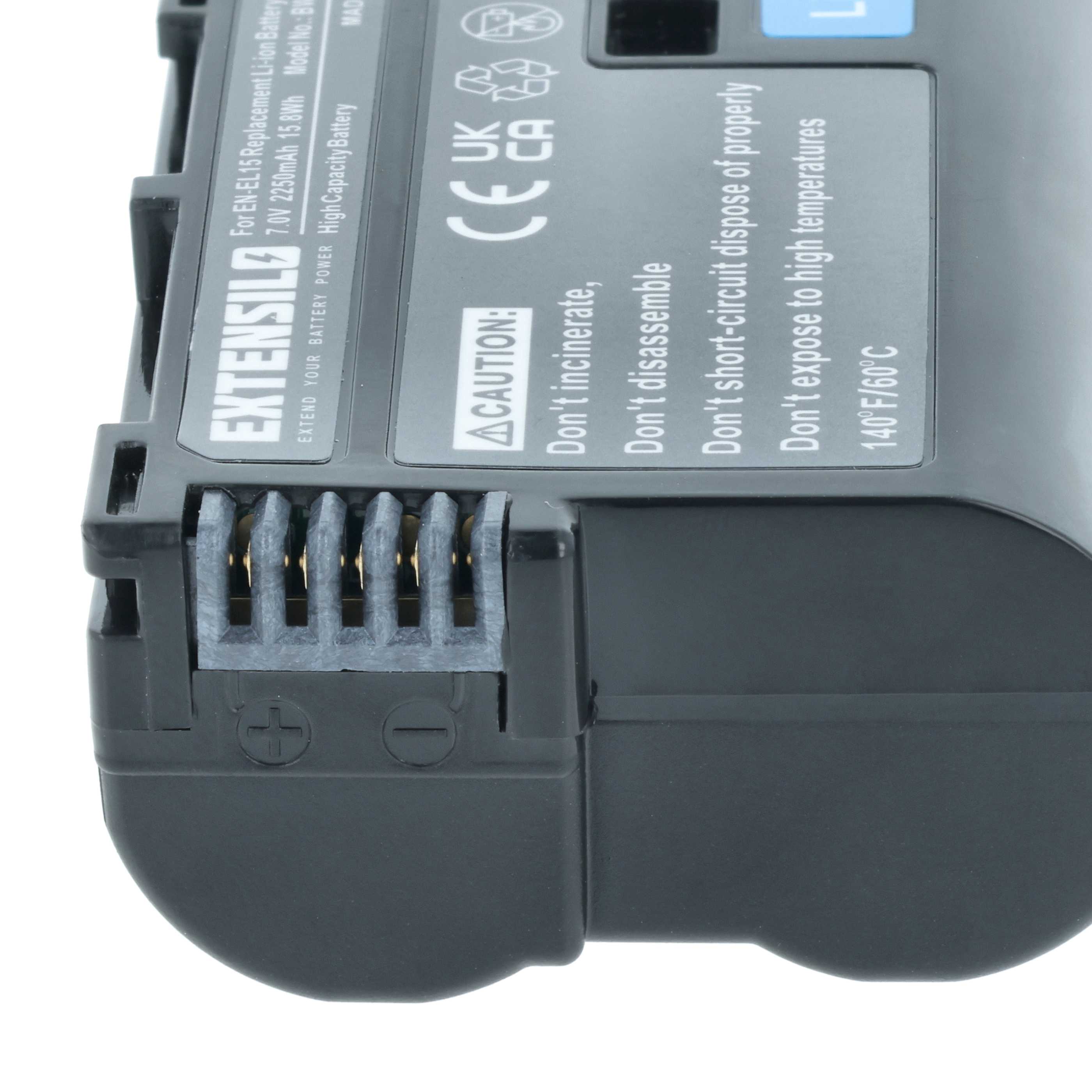 2x Battery replaces Nikon EN-EL15 - 2250mAh, 7V, Li-Ion with Info Chip