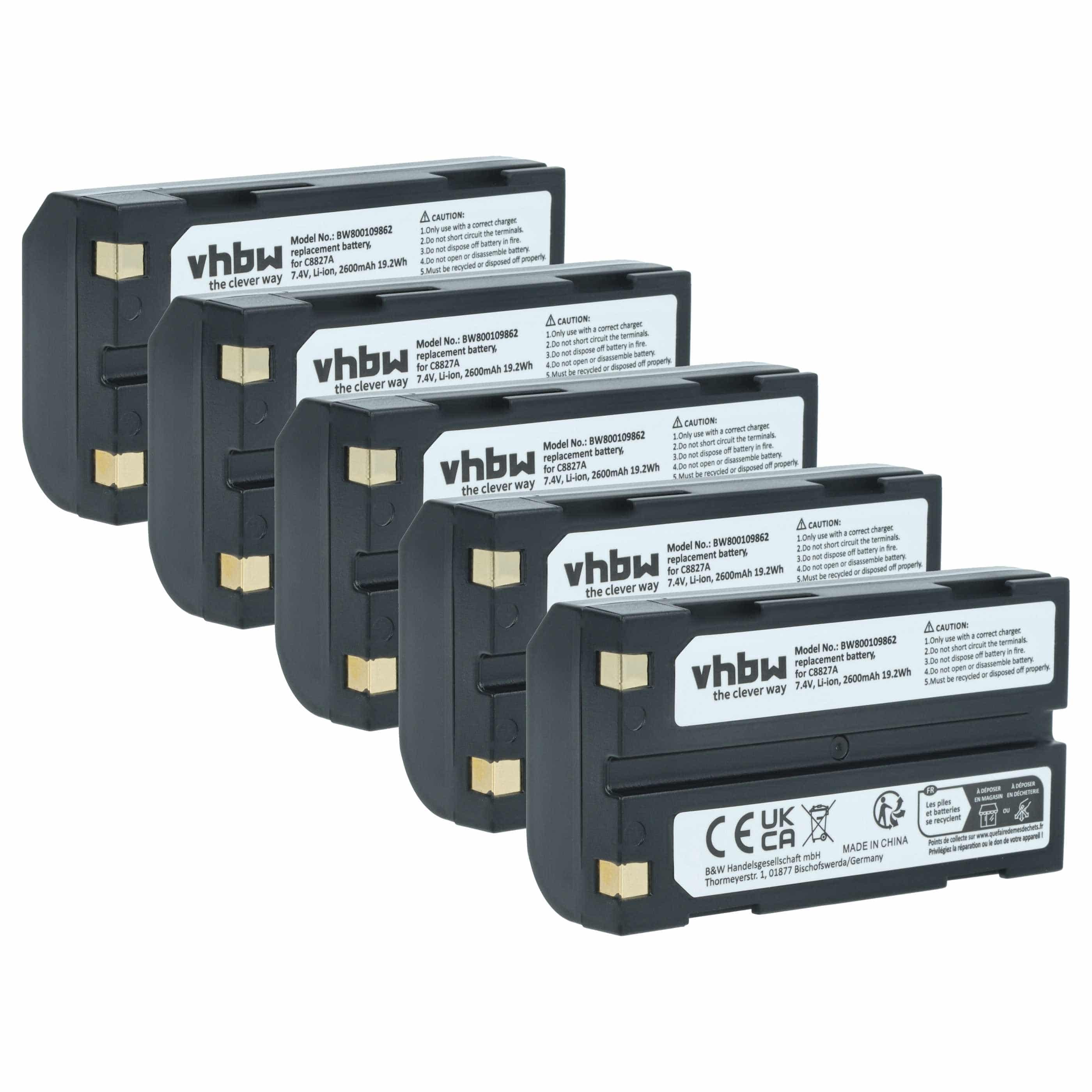 5x Battery replaces CHC 1906110059 - 2600mAh, 7.4V, Li-Ion
