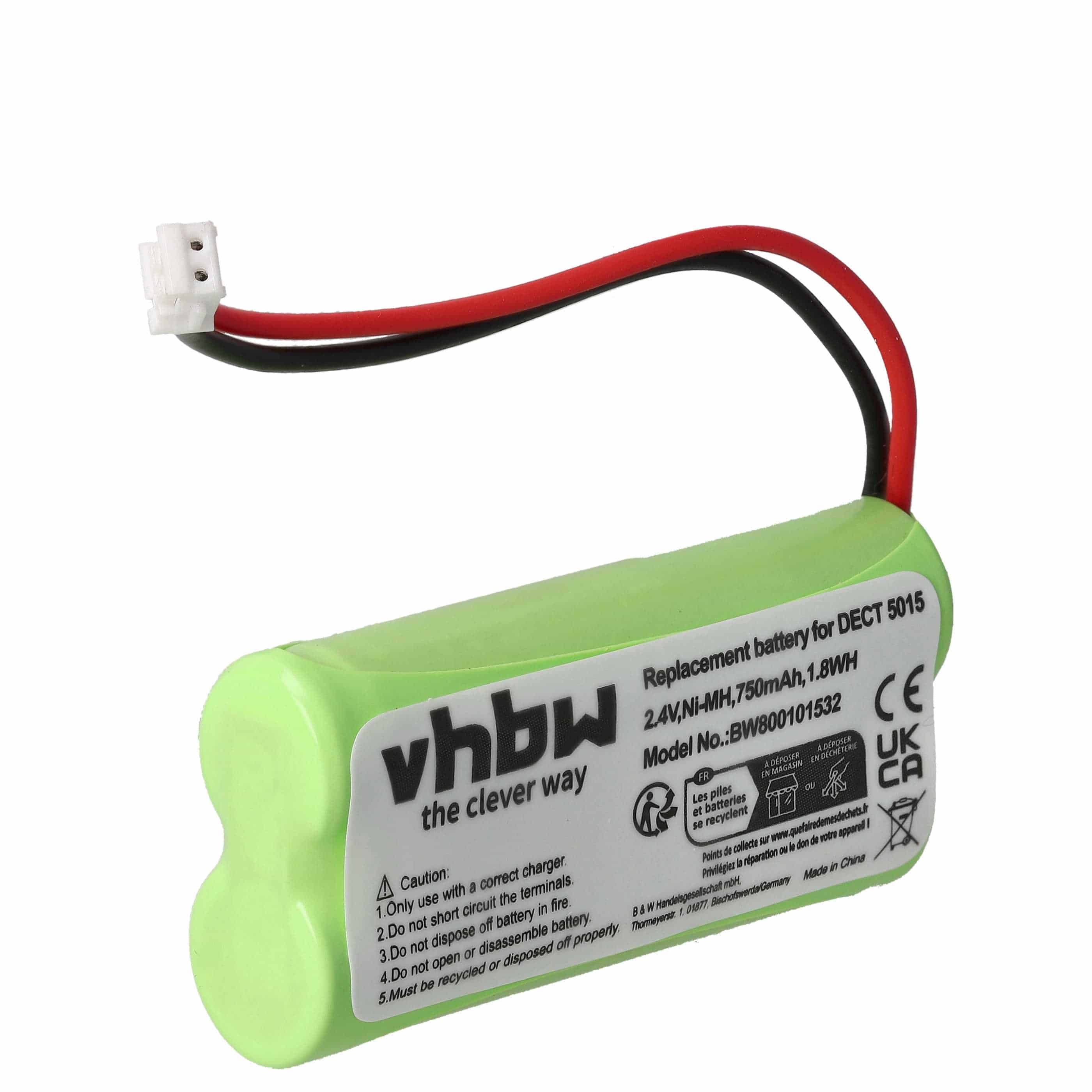 Batterie remplace Audioline 08C/CP18NM, BC101276 pour téléphone Audioline - 750mAh 2,4V NiMH
