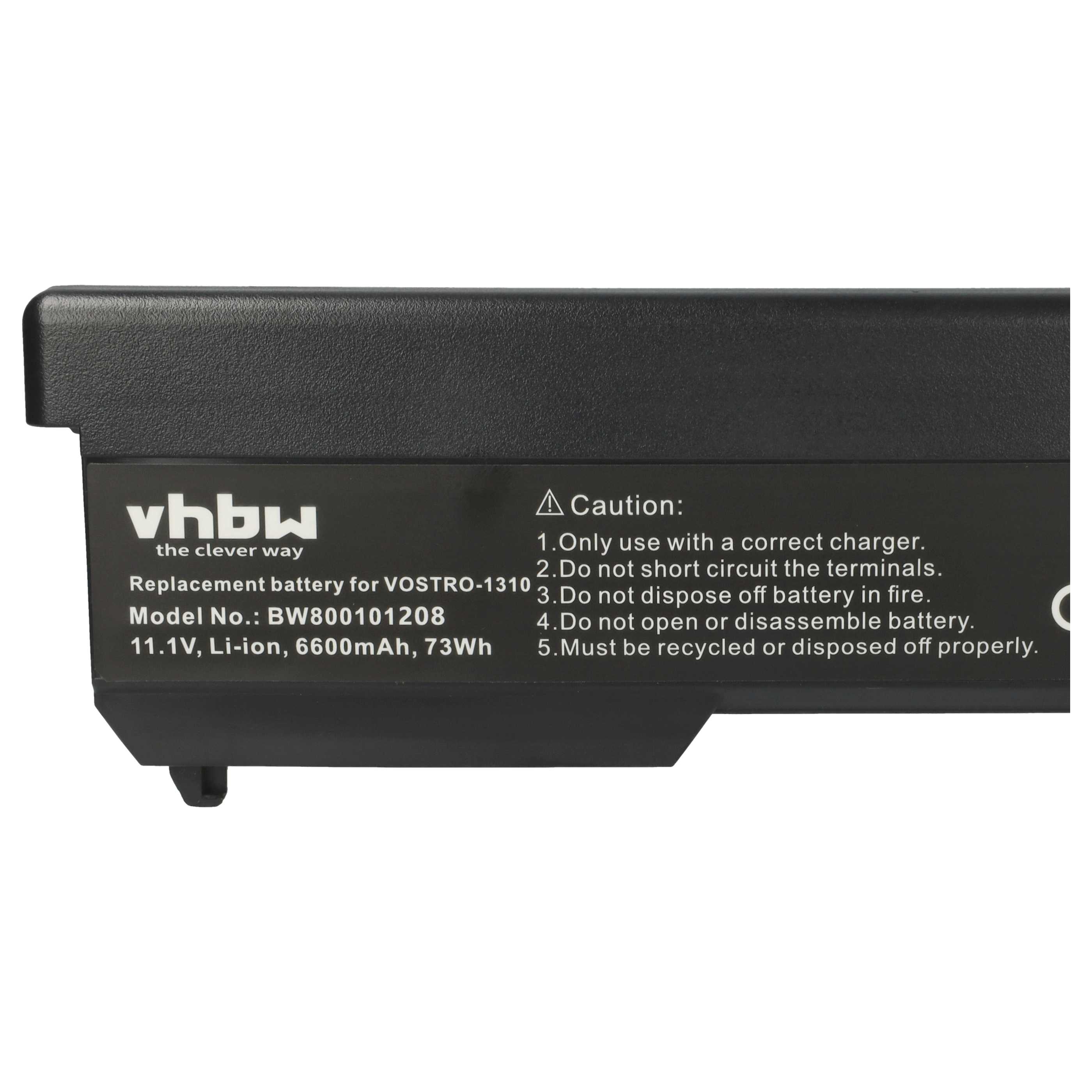Batteria sostituisce Dell 312-0724, 0K738H, 0N950C, 0N956C, 0N958C per notebook - 6600mAh 11,1V Li-Ion nero