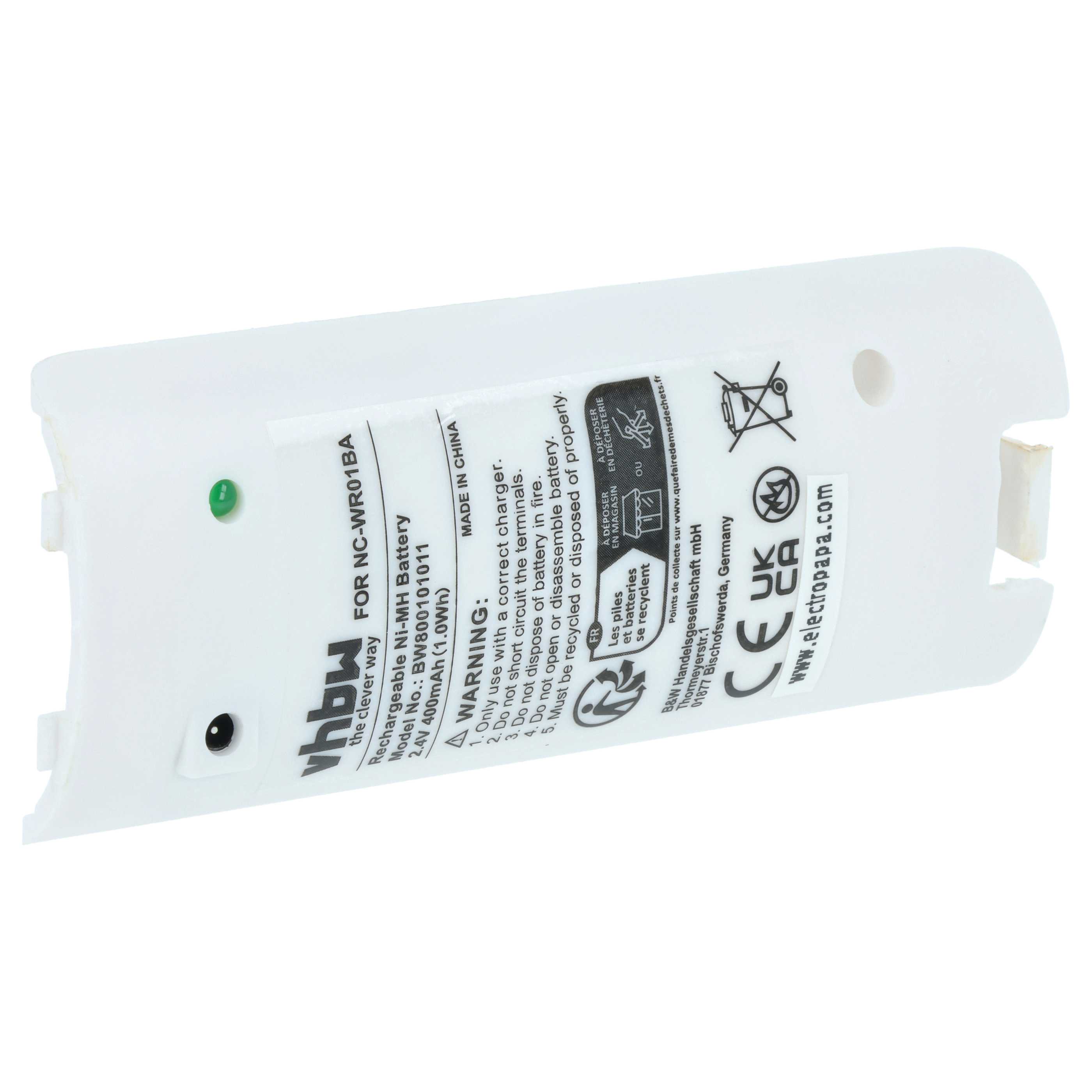 2x Batteria sostituisce Nintendo NC-WR01BA per gamepad - 400mAh 2,4V NiMH