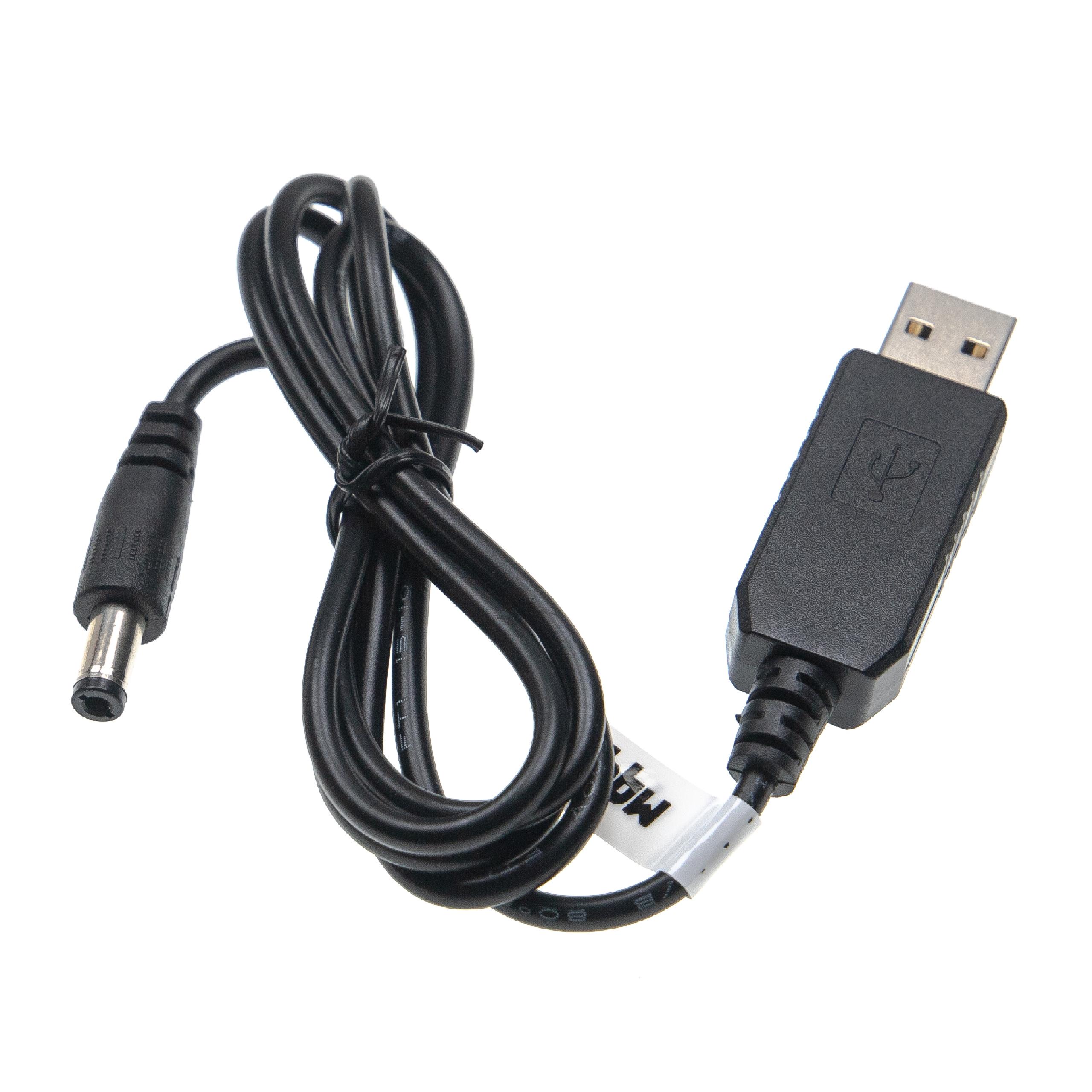 USB Charging Cable to 5.5 x 2.5 mm Barrel Connector - 5 V / 2 A to 9 V / 0.9 A 