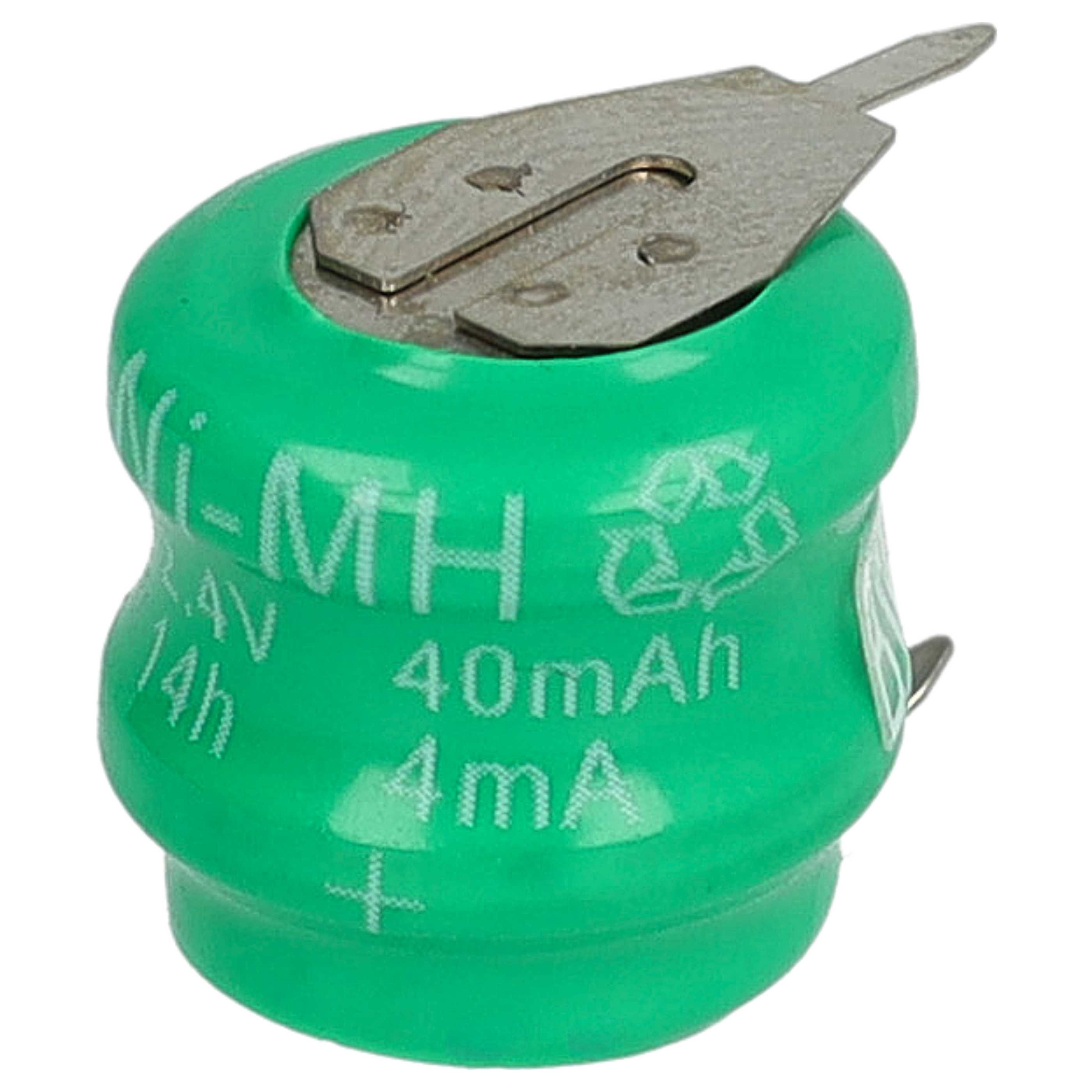 10x Button Cell Battery Type V40H 2 Pins for Model Building Solar Lamps etc. - 40 mAh 2.4 V NiMH