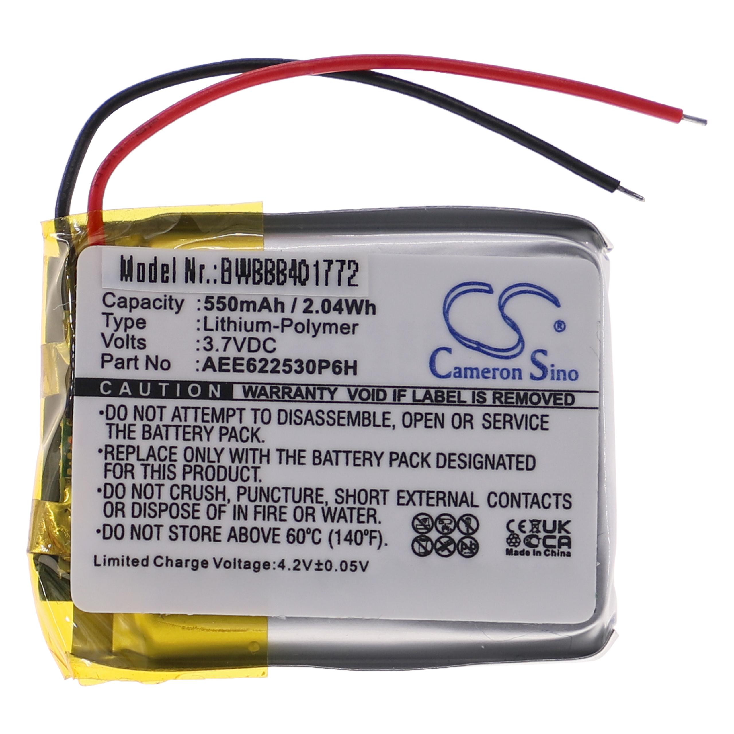 Batterie remplace Golf Buddy AEE622530P6H pour montre connectée - 550mAh 3,7V Li-polymère