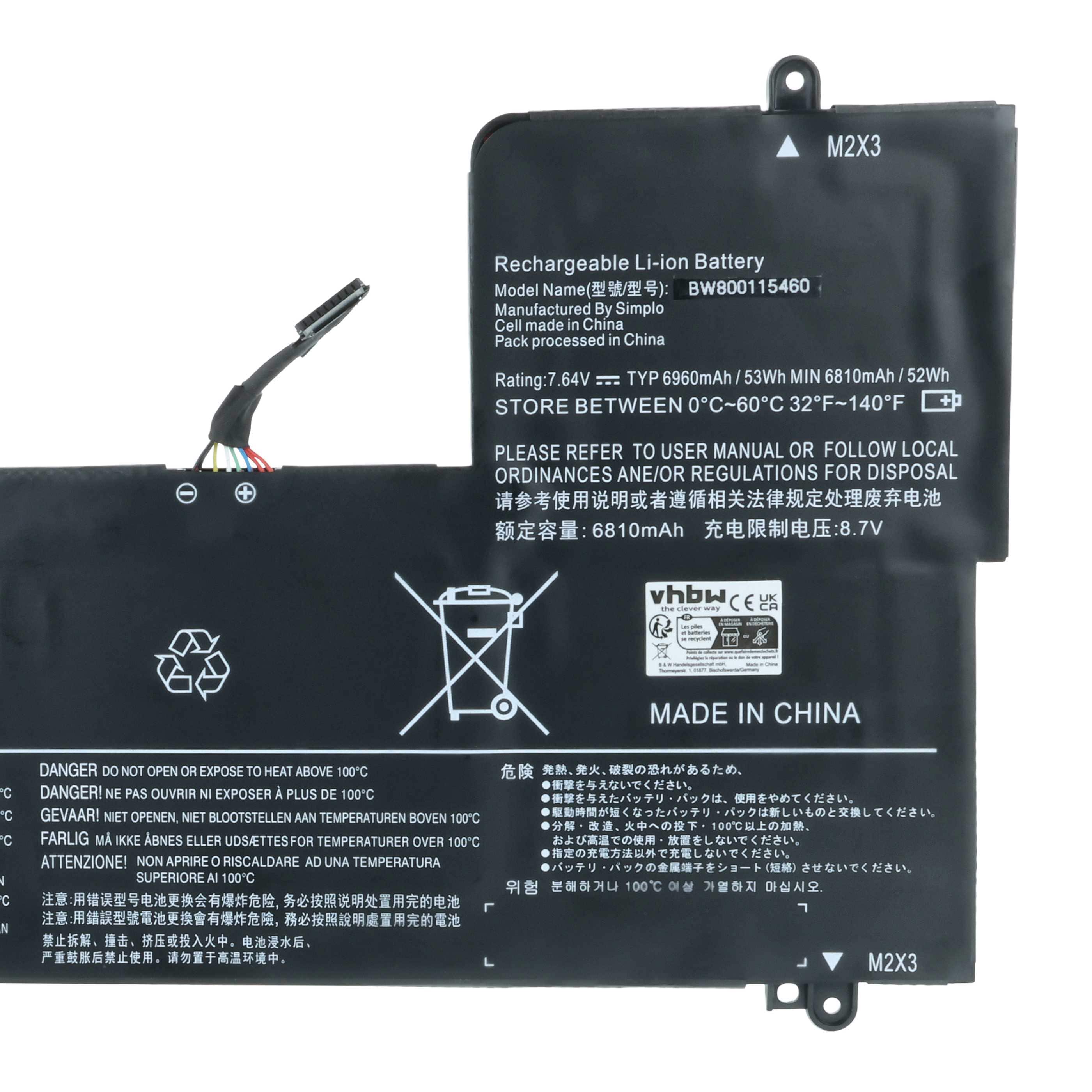 Akumulator do laptopa zamiennik Lenovo 5B10K90802, L15M4PC2, L15L4PC2, 5B10K90778 - 6960 mAh 7,64 V LiPo