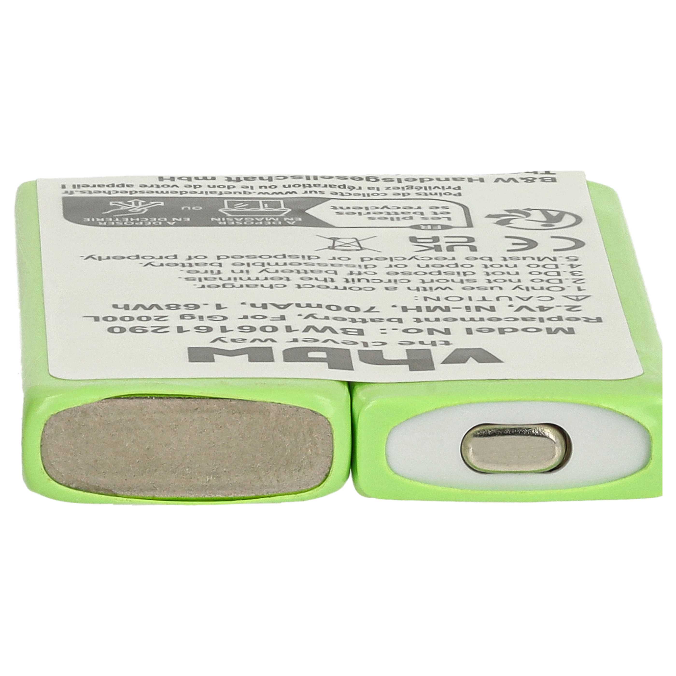 2x Batteries remplace 4506306, 4506.306, 8M2BZ, 7M2BZ, B3880/106483 pour téléphone GP - 700mAh 2,4V NiMH