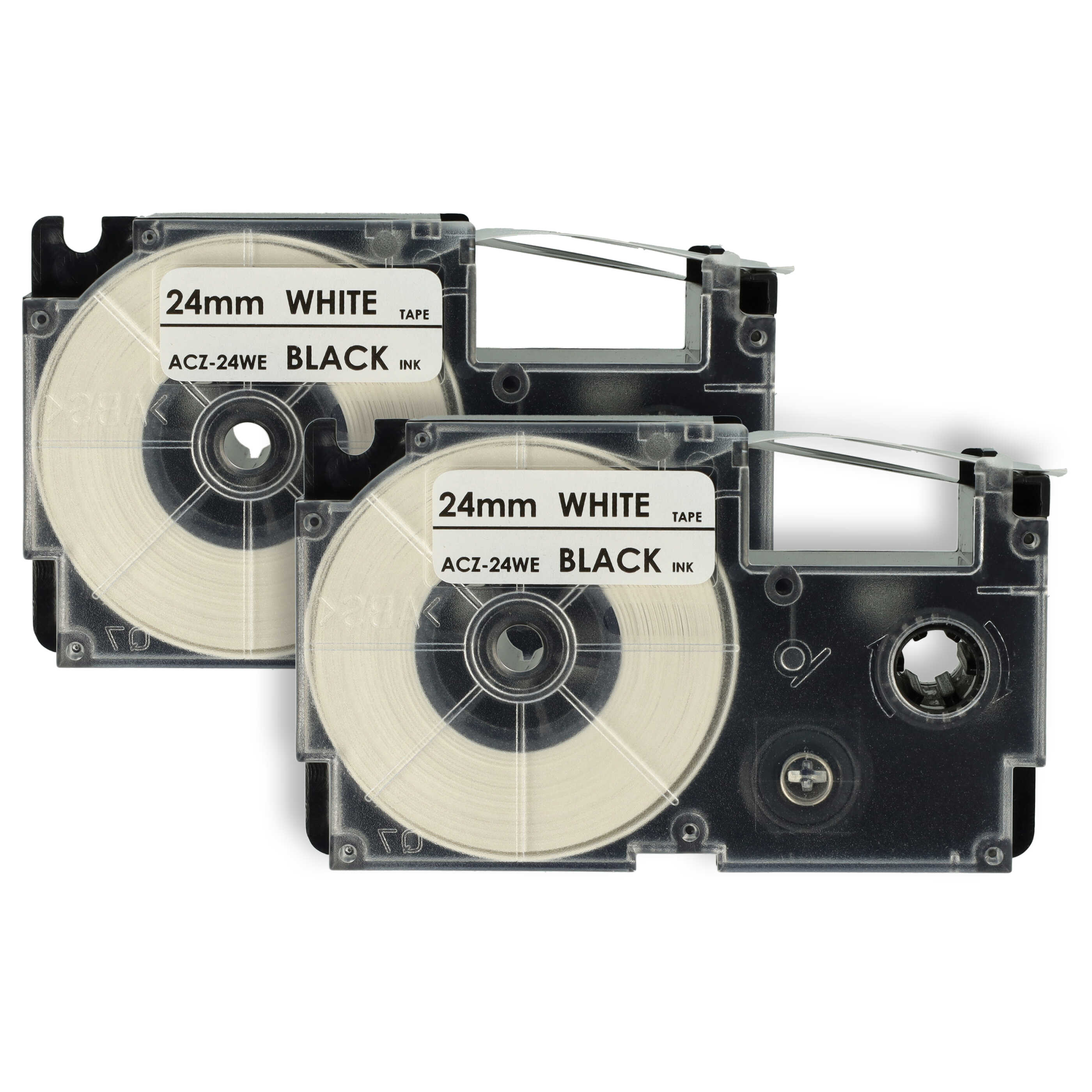 2x Label Tape replaces Casio XR-24WE1, XR-24WE - 24 mm Black to White