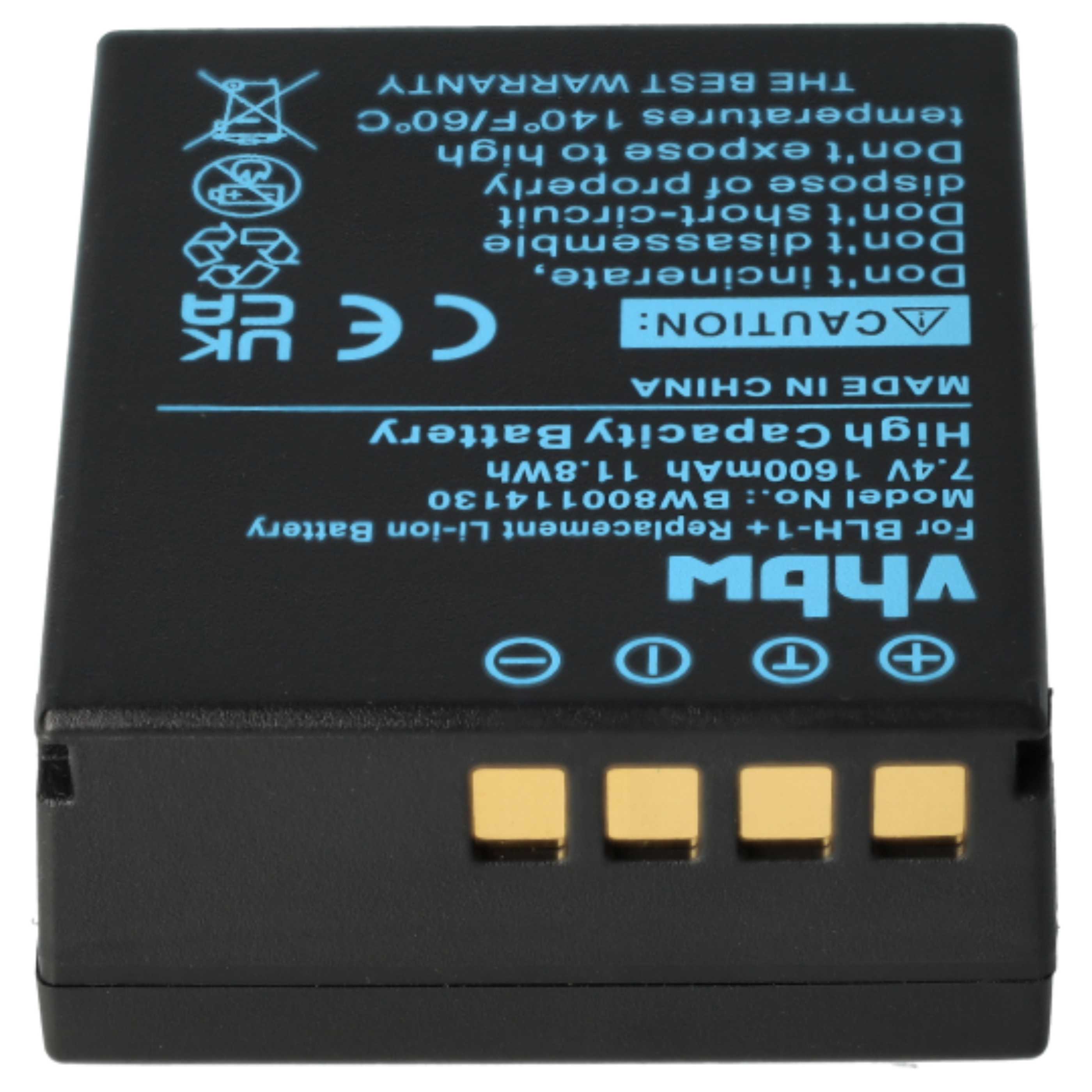 3x Battery replaces Olympus BLH-1 - 1600mAh, 7.4V, Li-Ion