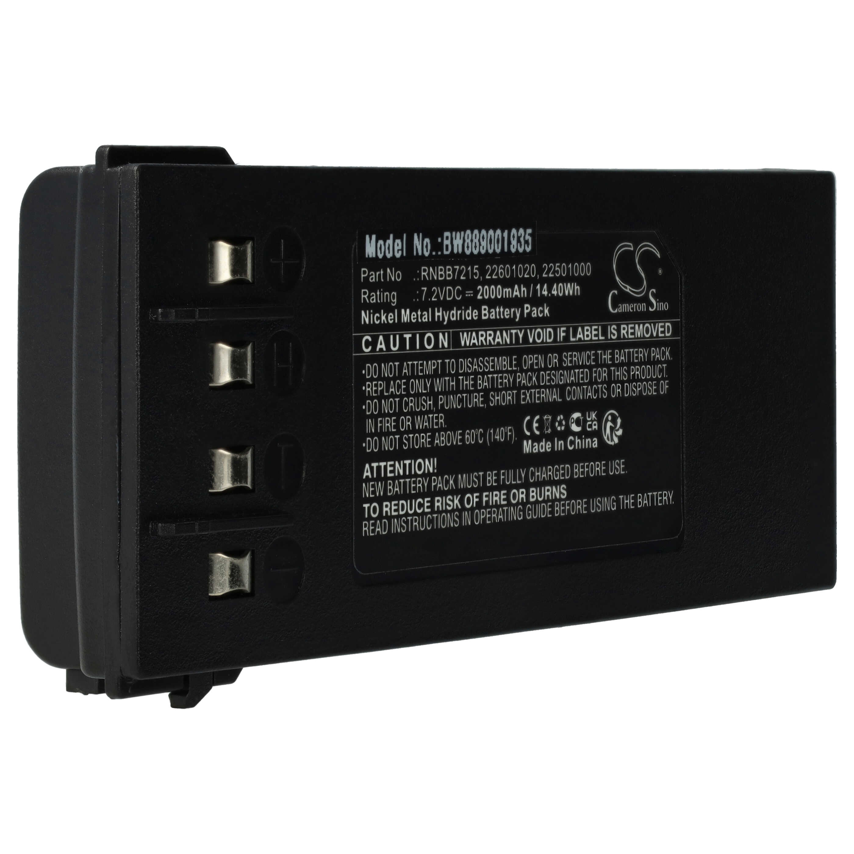 Battery as Replacement for Hiab 2.250.2011, 2.250.1000, 2.250.2010 Remote Control - 2000 mAh 7.2 V NiMH