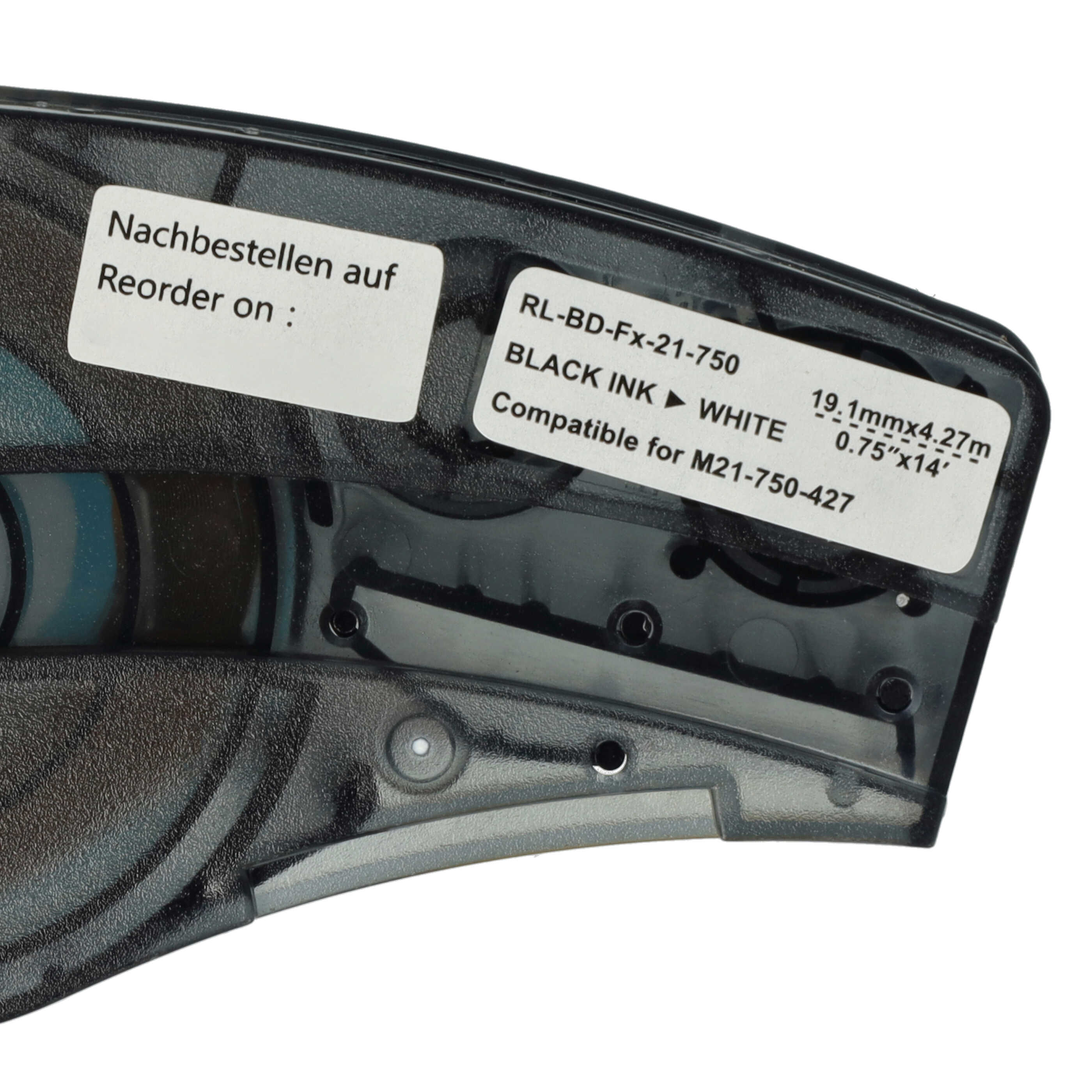 2x Label Tape as Replacement for Brady M21-750-427 - 19.05 mm Black to White, Vinyl