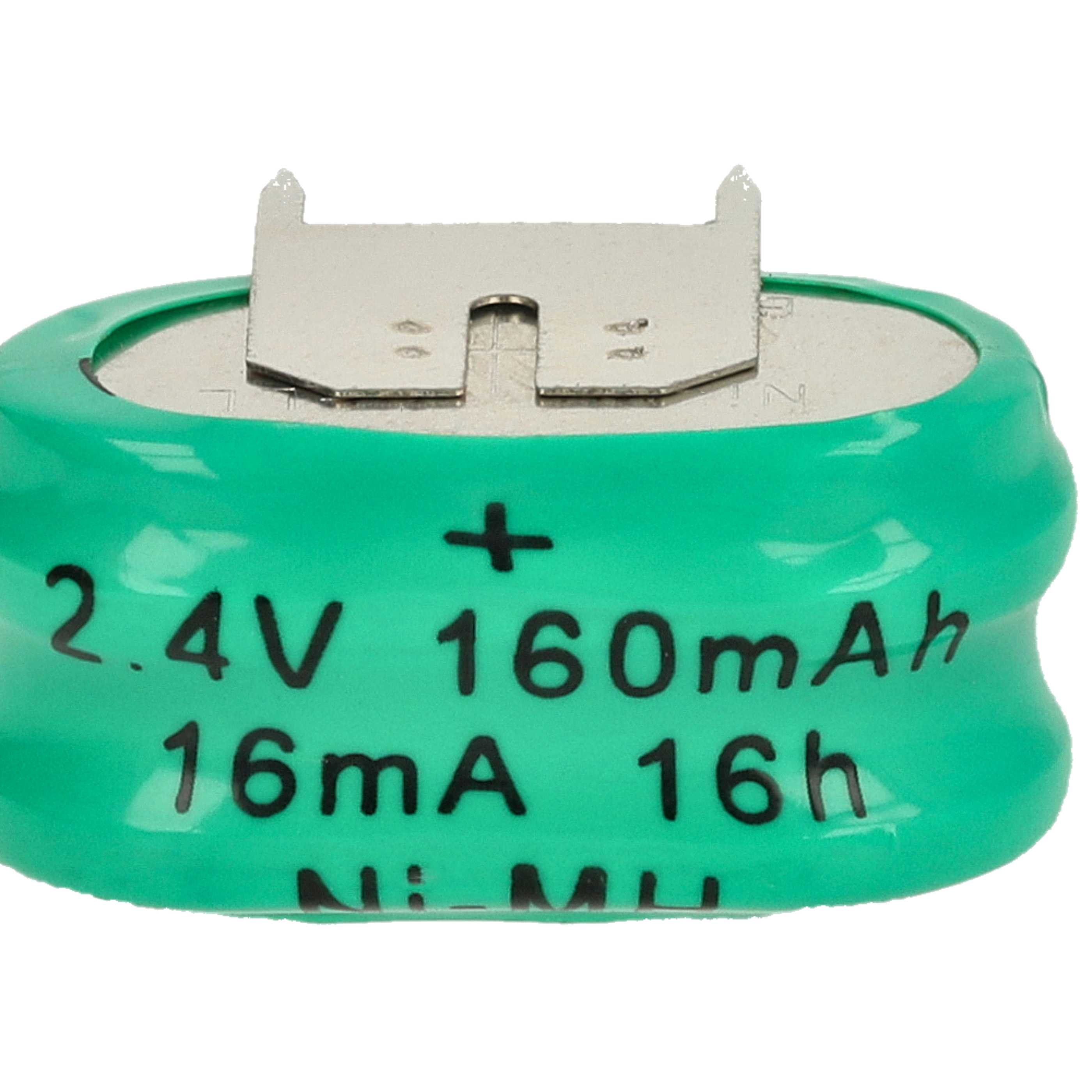 100x Button Cell Battery Type 2/V150H 3 Pins for Model Building Solar Lamps etc. - 150 mAh 2.4 V NiMH