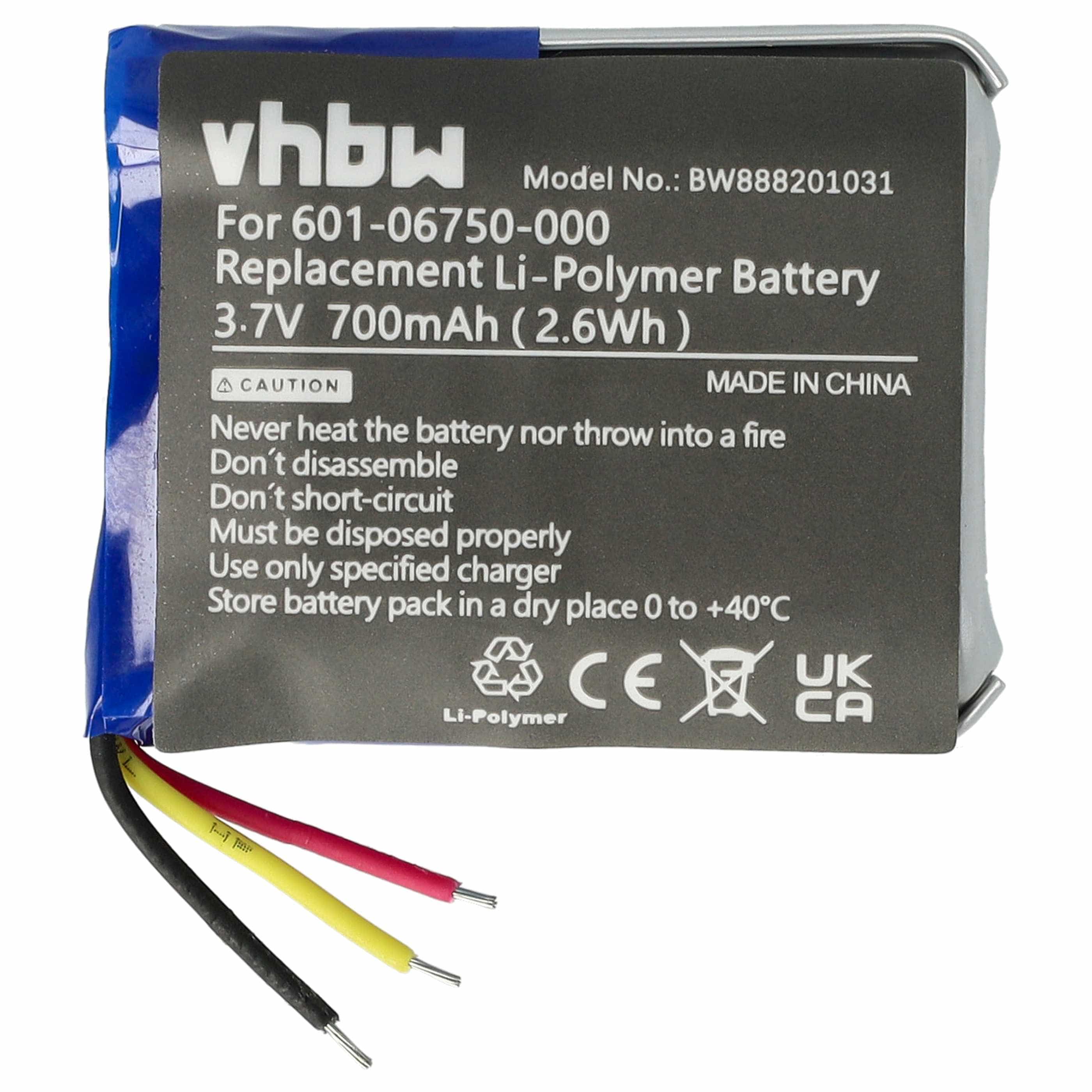 Videocamera Battery replaces GoPro 601-06750-000, 601-10257-000, 601-06750-101 - 700 mAh 3.7 V Li-polymer
