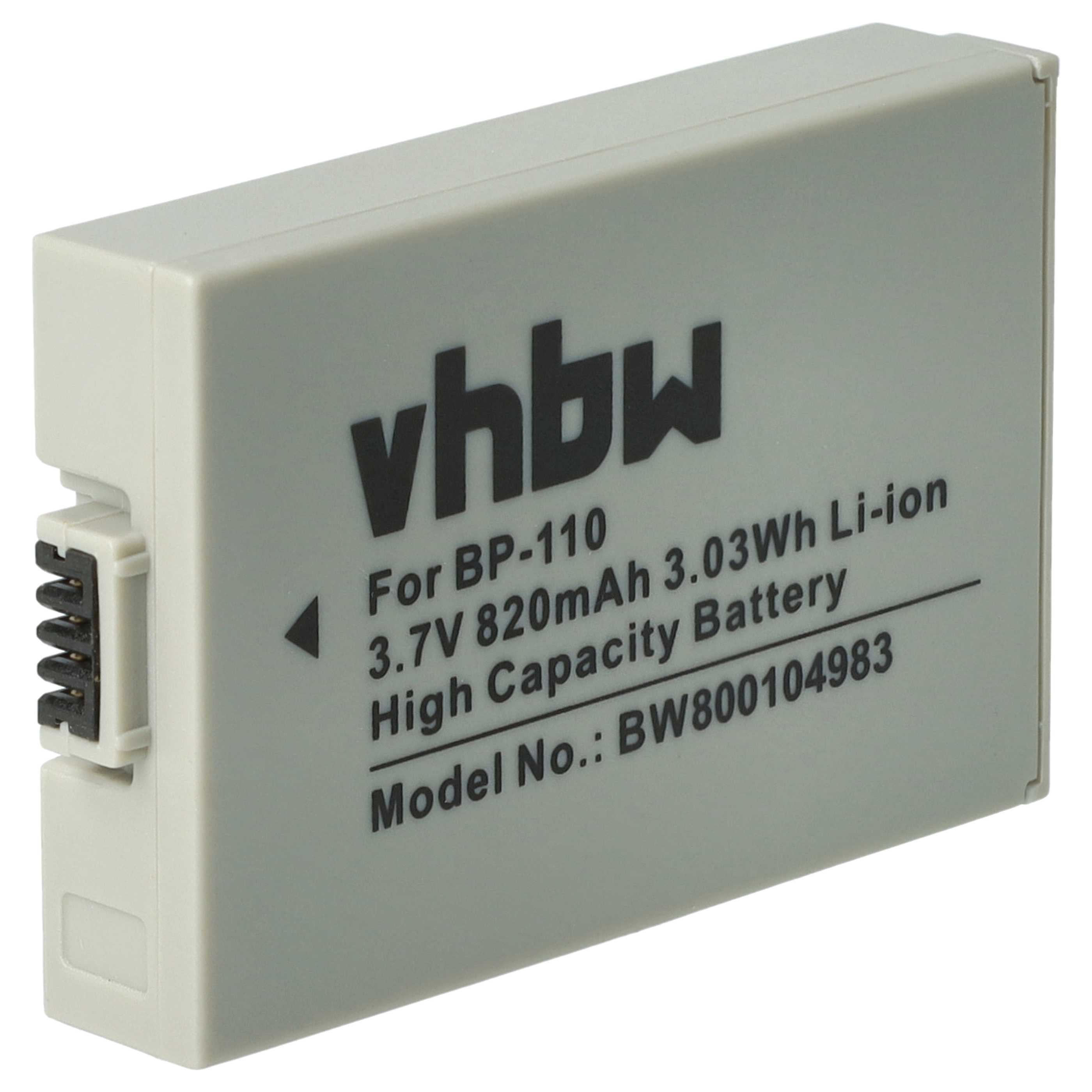 Videocamera Battery replaces Canon BP-110 - 800 mAh 3.7 V Li-Ion
