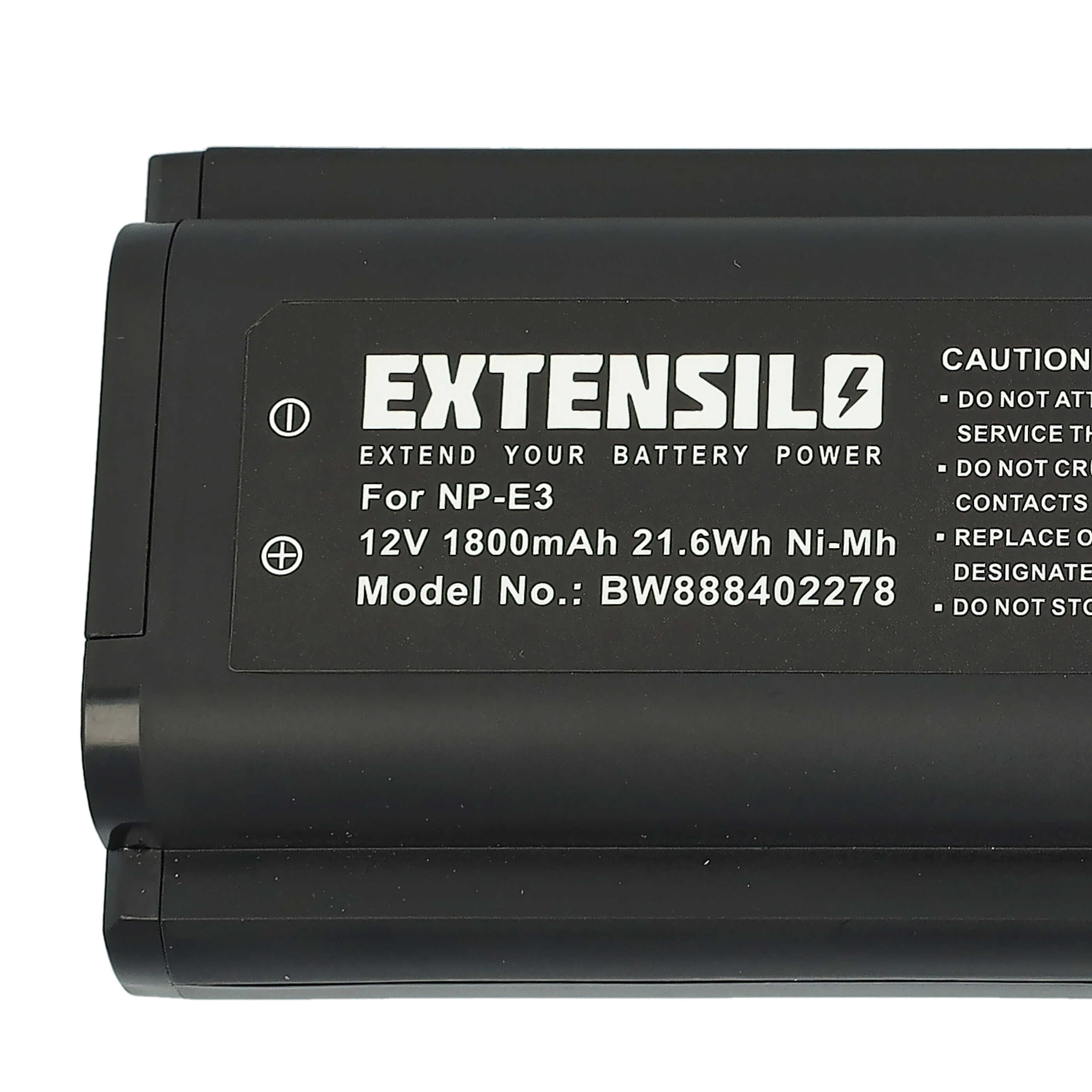 Batteria sostituisce Canon 7084A002, NP-E3, 7084A001 per fotocamera Canon - 1800mAh 12V NiMH