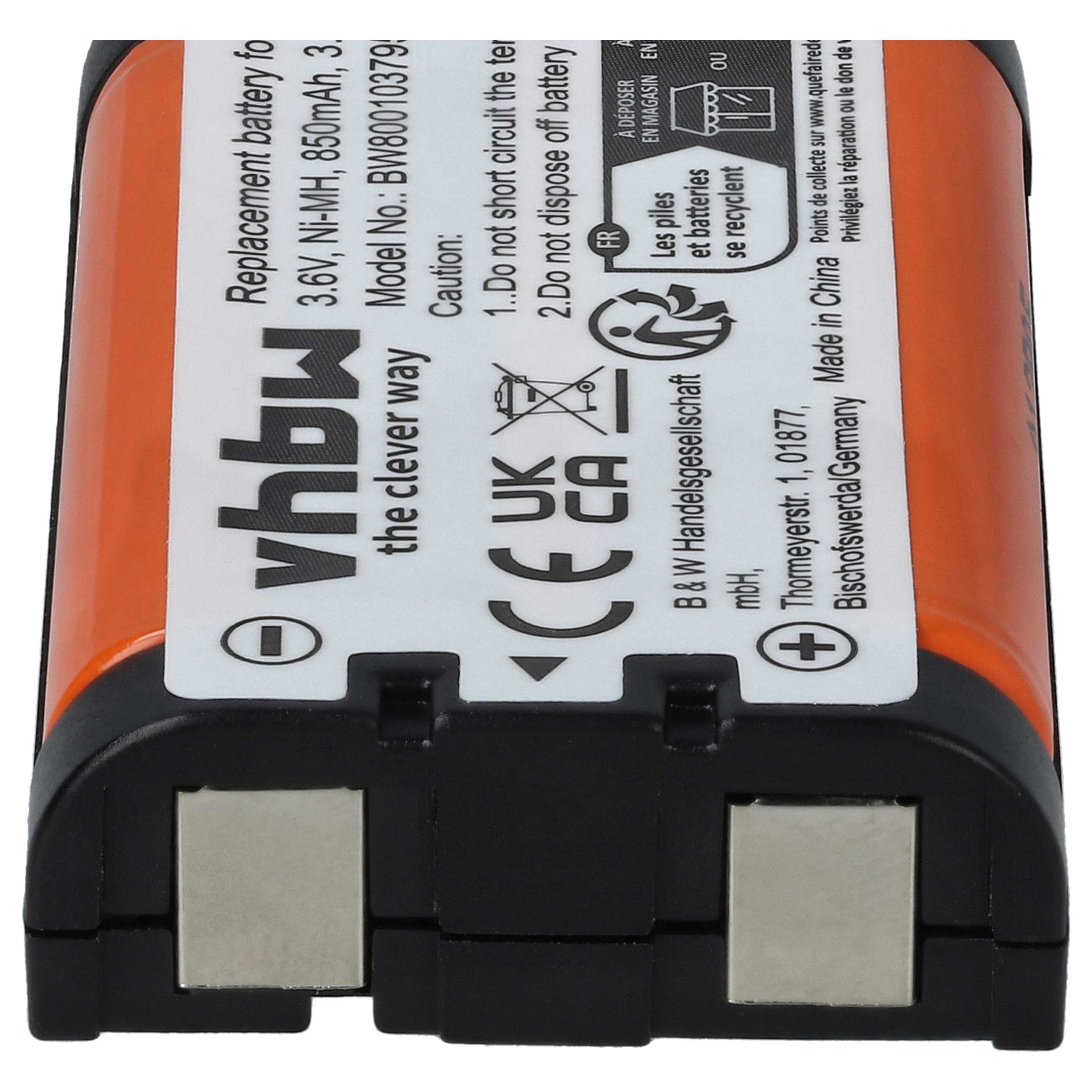 2x Batteries remplace 23-968, 43-9024, 43-9025, 43-9026, 43-9030 pour téléphone Panasonic - 850mAh 3,6V NiMH