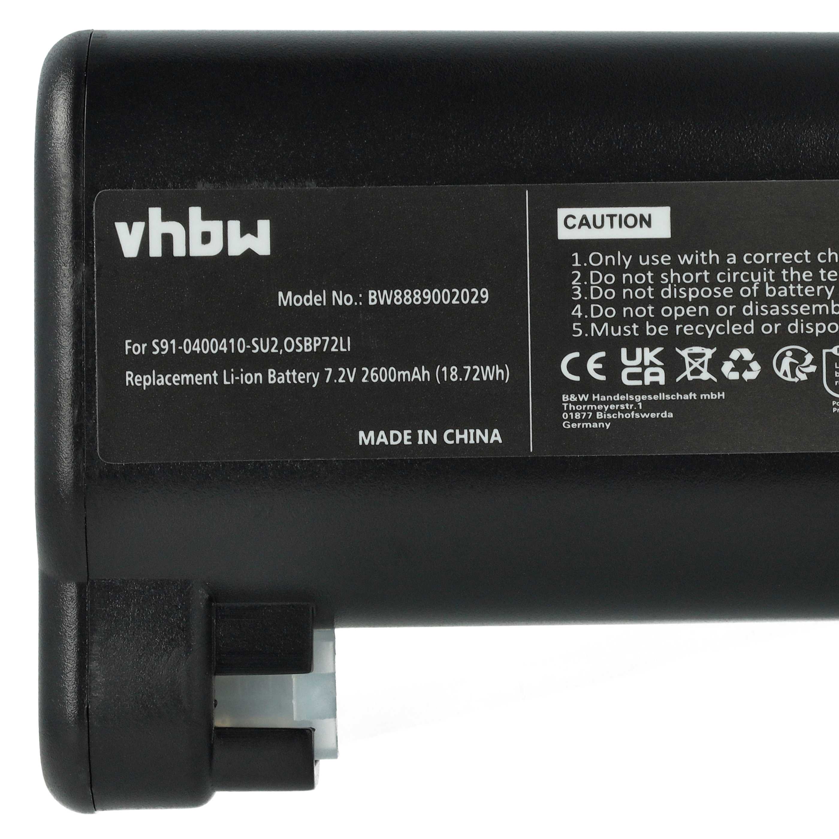 Batterie remplace AEG S91-0400410-SU2, OSBP72LI pour robot aspirateur - 2600mAh 7,2V Li-ion