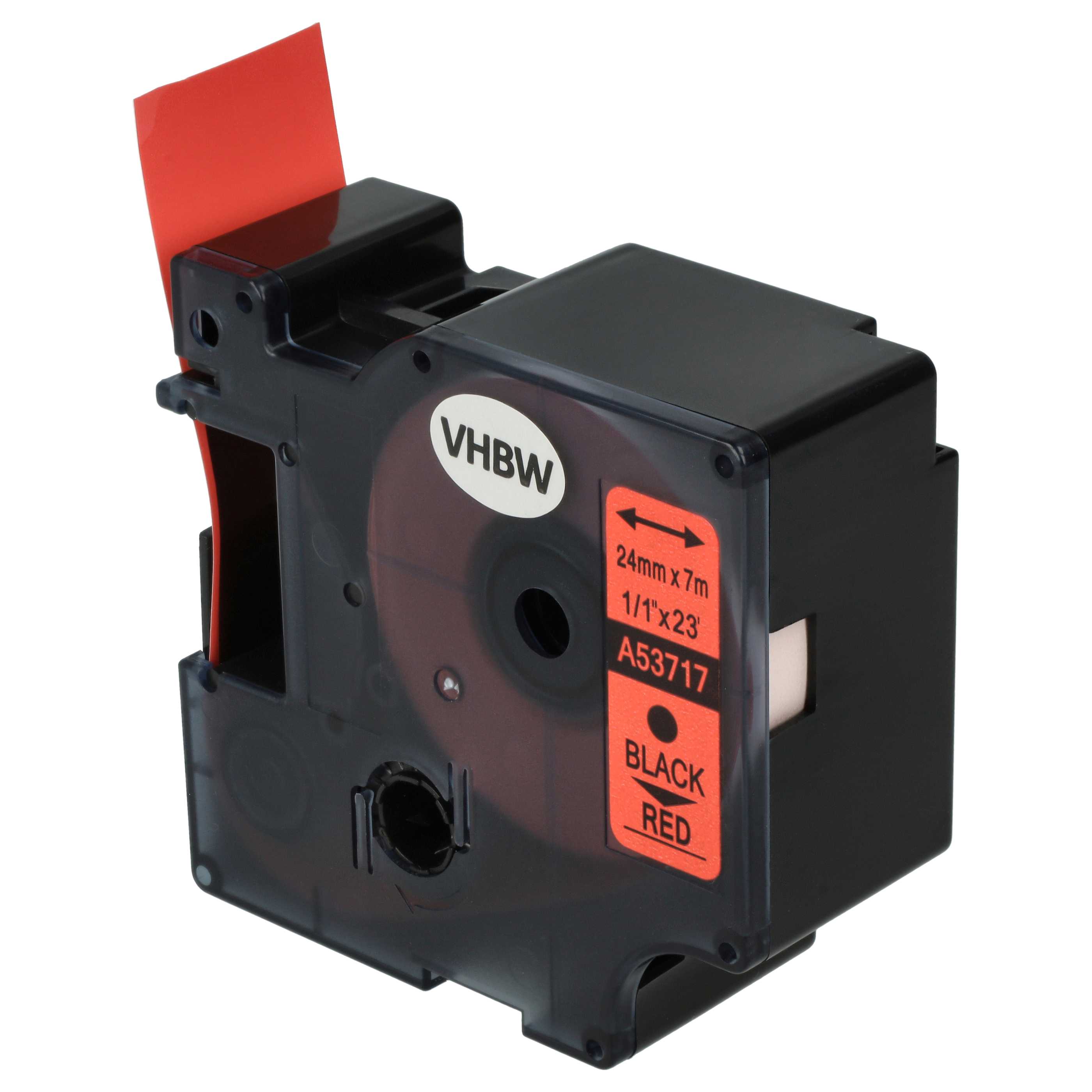 Label Tape replaces Dymo D1, 53717 - 24 mm Black to Red