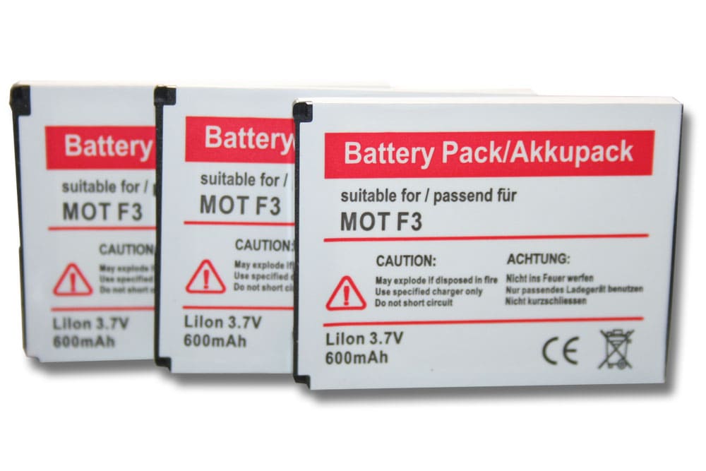 3x Batería reemplaza AVM 312BAT006, 100402, 312BAT016 para teléfono fijo Motorola - 600 mAh 3,7 V Li-Ion