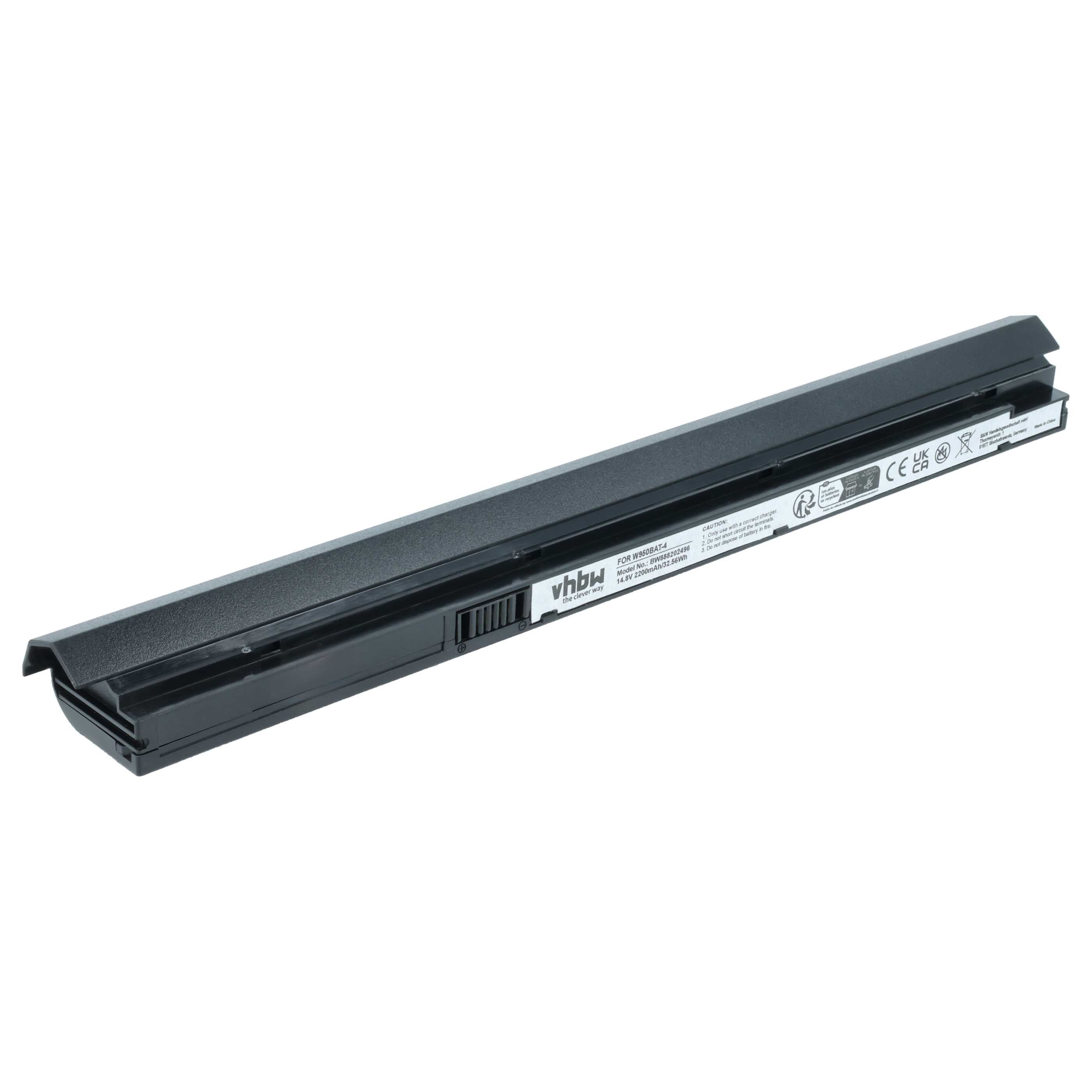 Notebook-Akku als Ersatz für Clevo 6-87-W95KS, 6-87-W95KS-42F2 für Clevo - 2200mAh 14,8V Li-Ion, schwarz