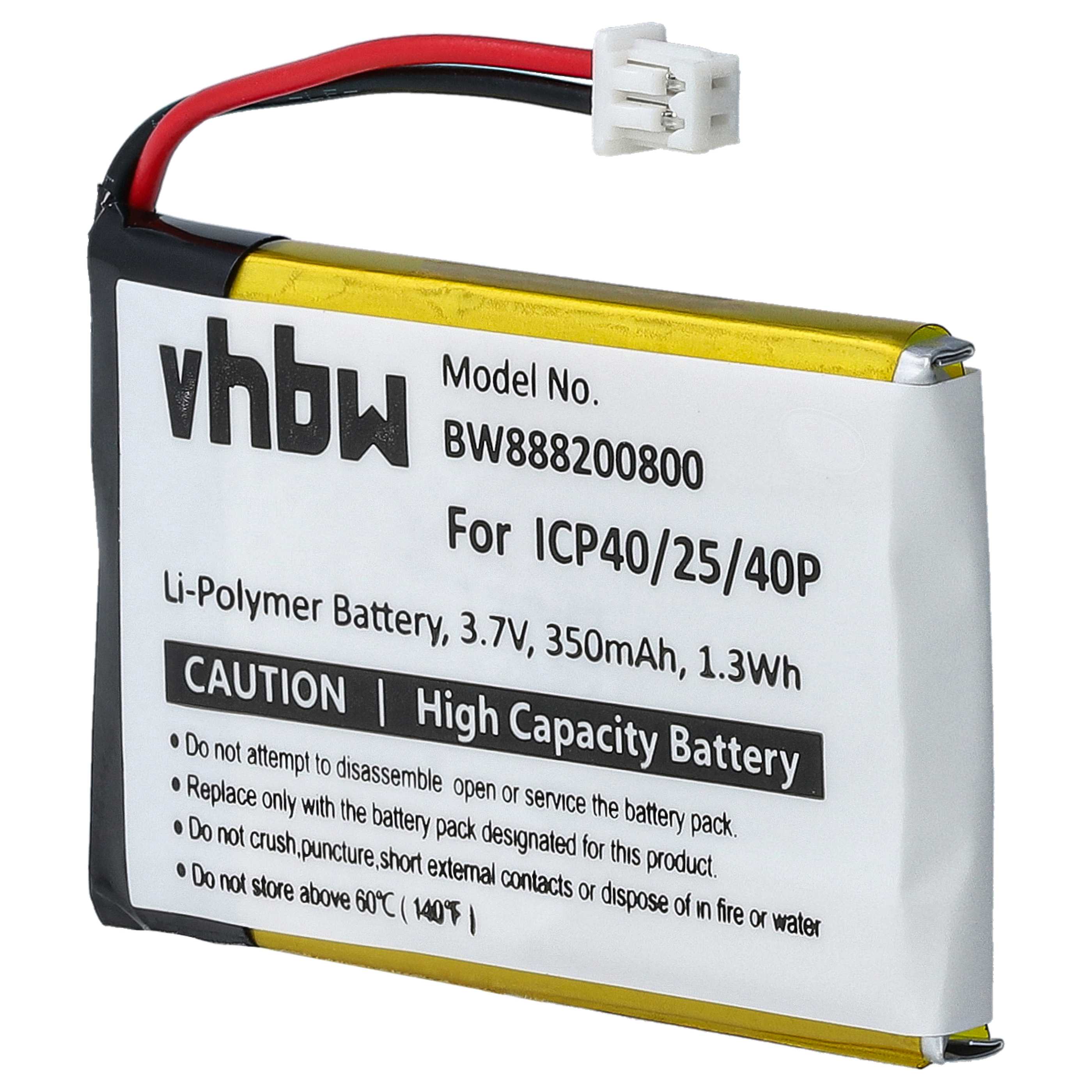 2x Akumulator do słuchawek bezprzewodowych zamiennik Sena ICP40/25/40P - 350 mAh 3,7 V LiPo