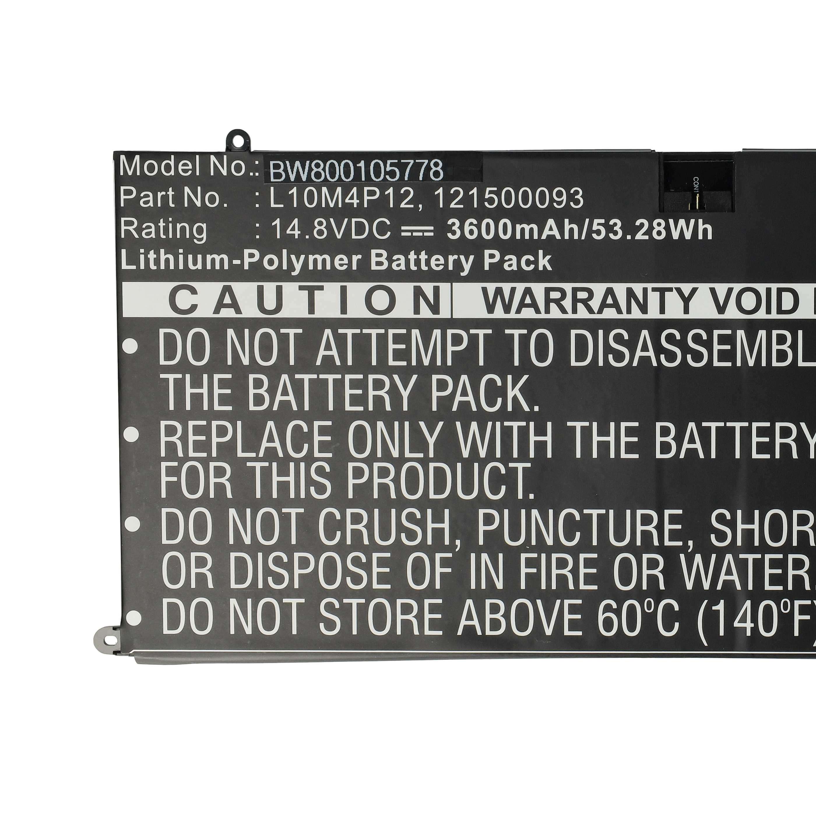 Akumulator do laptopa zamiennik Lenovo L10M4P12, 121500093 - 3600 mAh 14,8 V LiPo, czarny