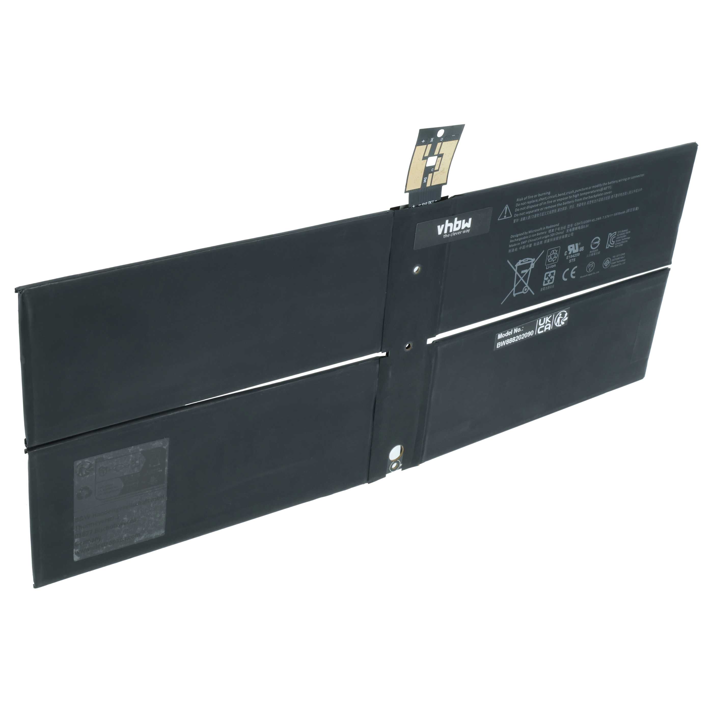 Batterie remplace Microsoft DYNK01 pour ordinateur portable Microsoft- 5900mAh 7,57V Li-polymère, noir