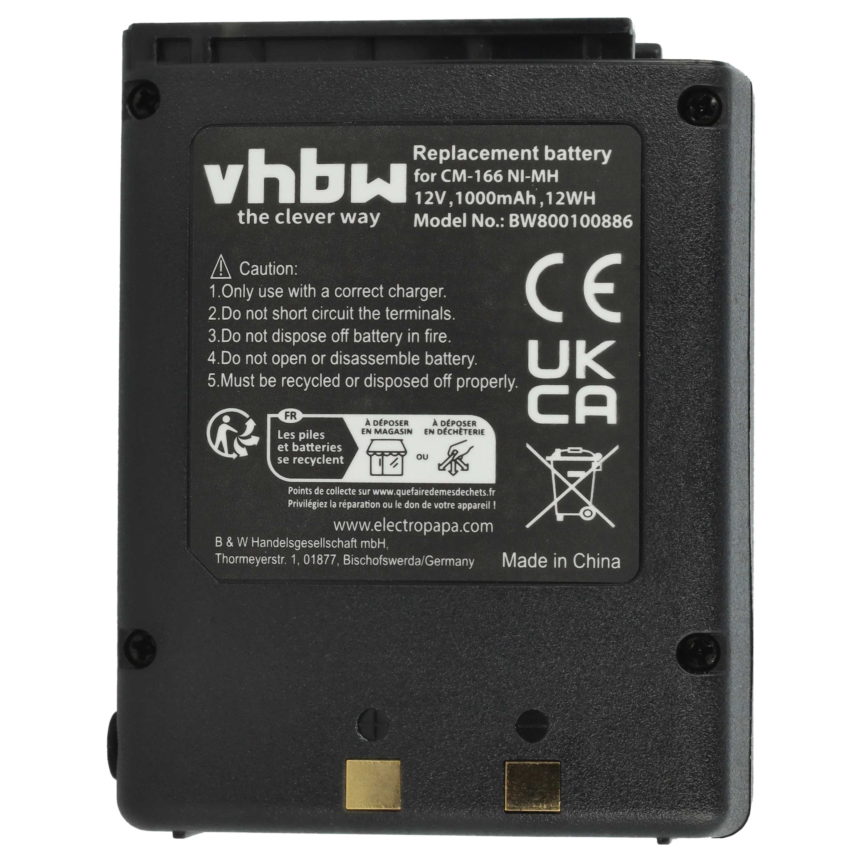 Radio 2x Battery replaces Icom BP-166, CM-166, CM-166S, CM-22A - 1000 mAh 12 V NiMH