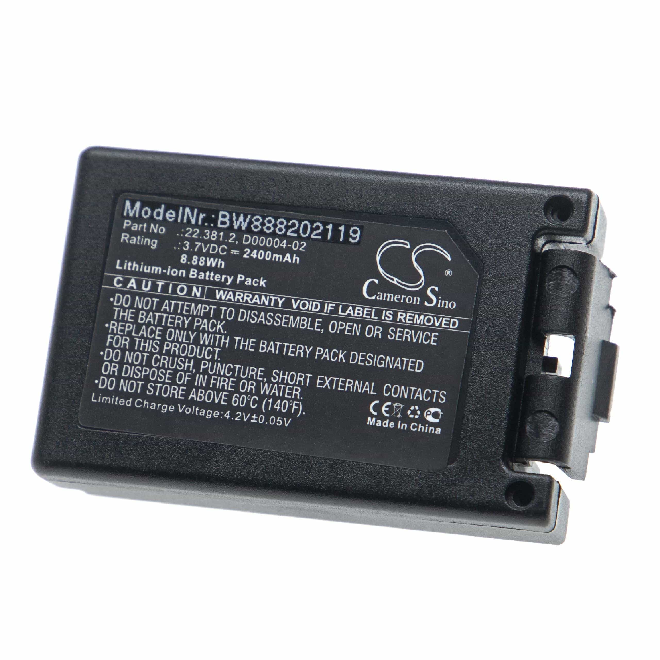 Industrial Remote Control Battery Replacement for Teleradio M245060, 22.381.2, D00004-02 - 2400mAh 3.7V Li-Ion