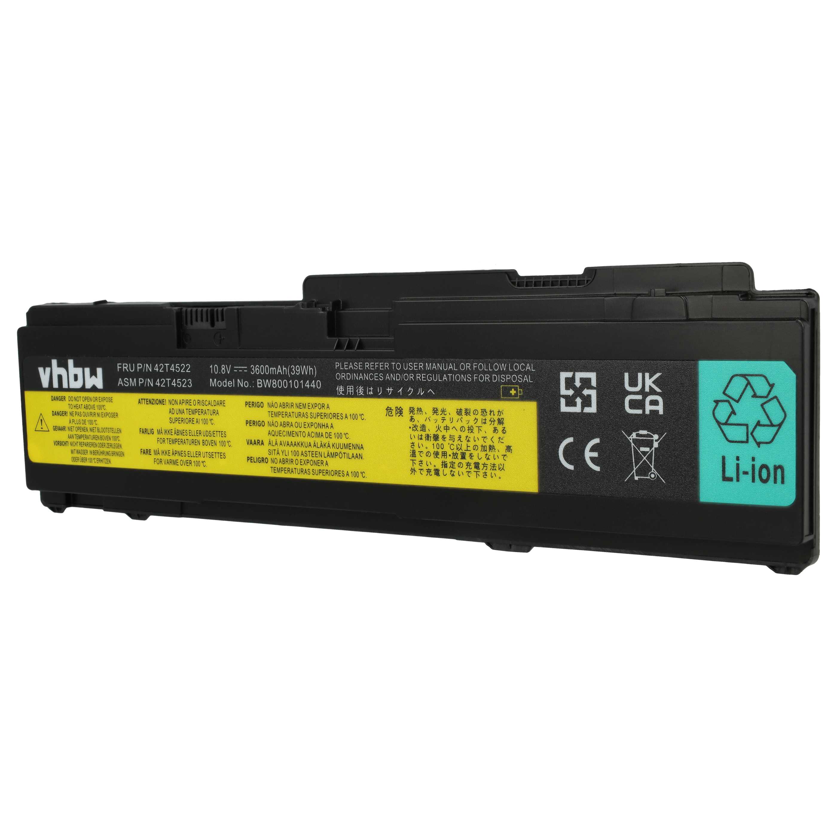 Akumulator do laptopa zamiennik IBM Lenovo 43R1965, 43R1967, ASM 42T4519 - 3600 mAh 10,8 V Li-Ion, czarny