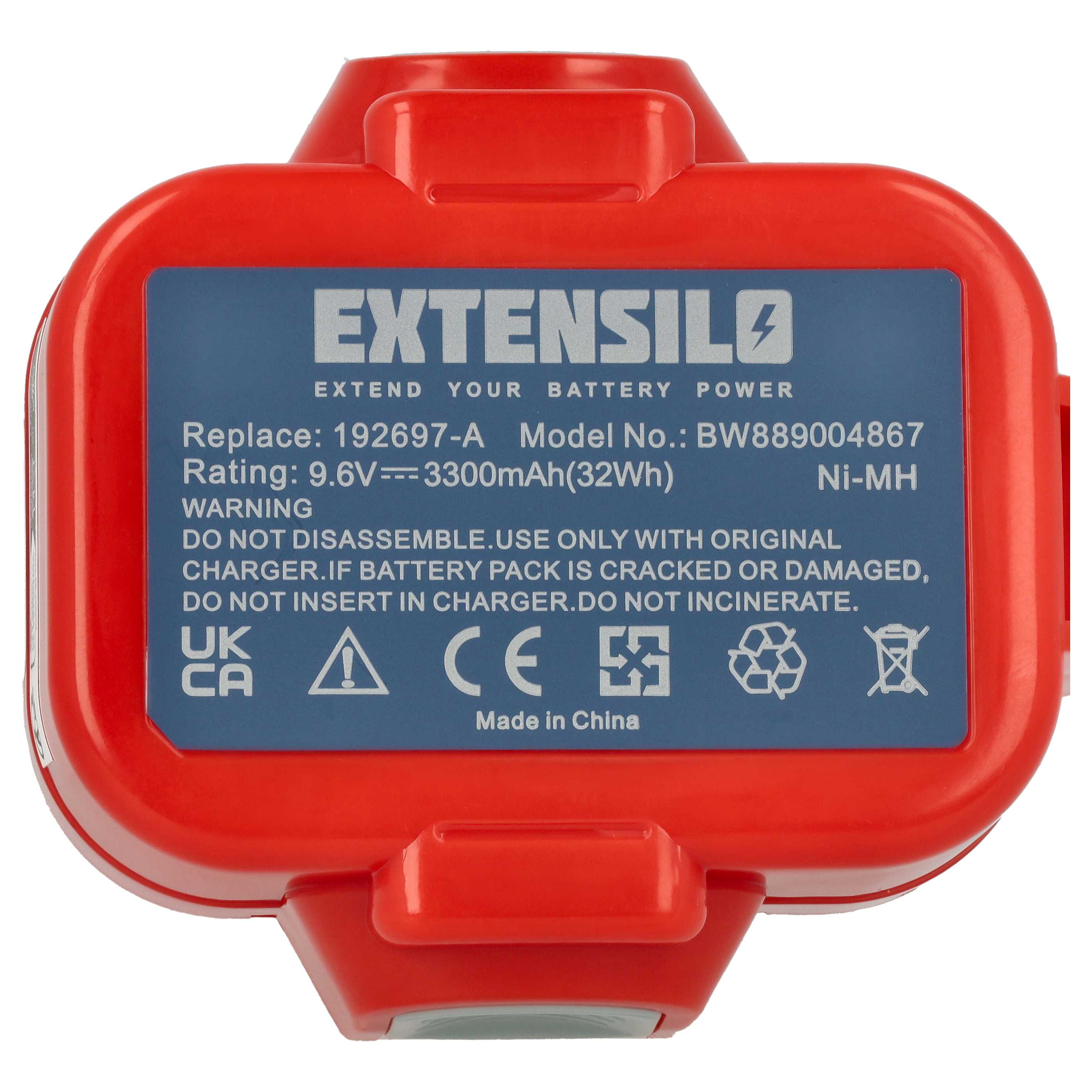 Batteria sostituisce Makita 192638-6, 192596-6, 193058-7, 192697-A, 192595-8 per attrezzo - 3,3Ah 9,6V NiMH