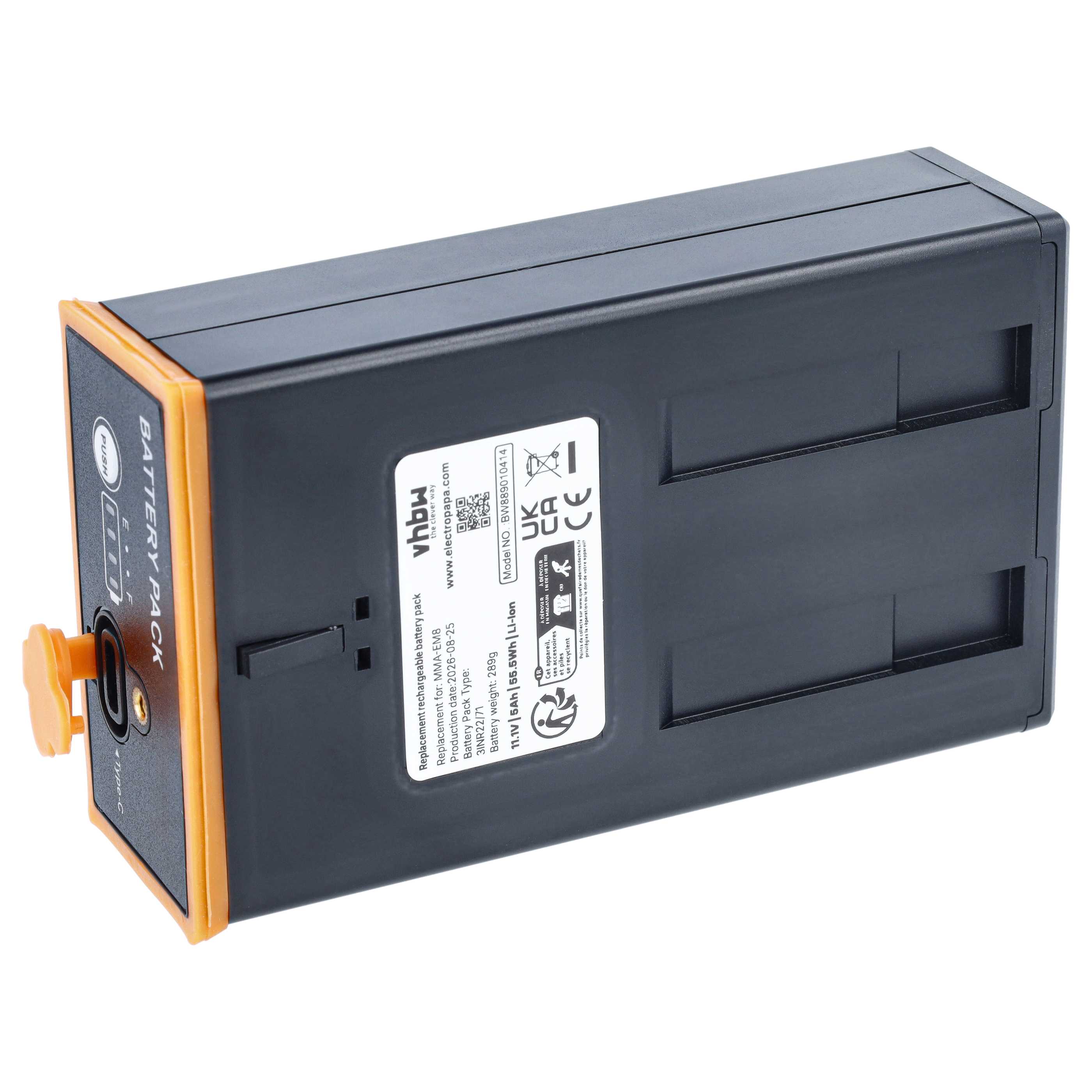 Wildlife Camera 3x Battery replaces Moultrie MMA-EM8 - 5000mAh 11.1V Li-Ion + Kabel, with USB C Socket