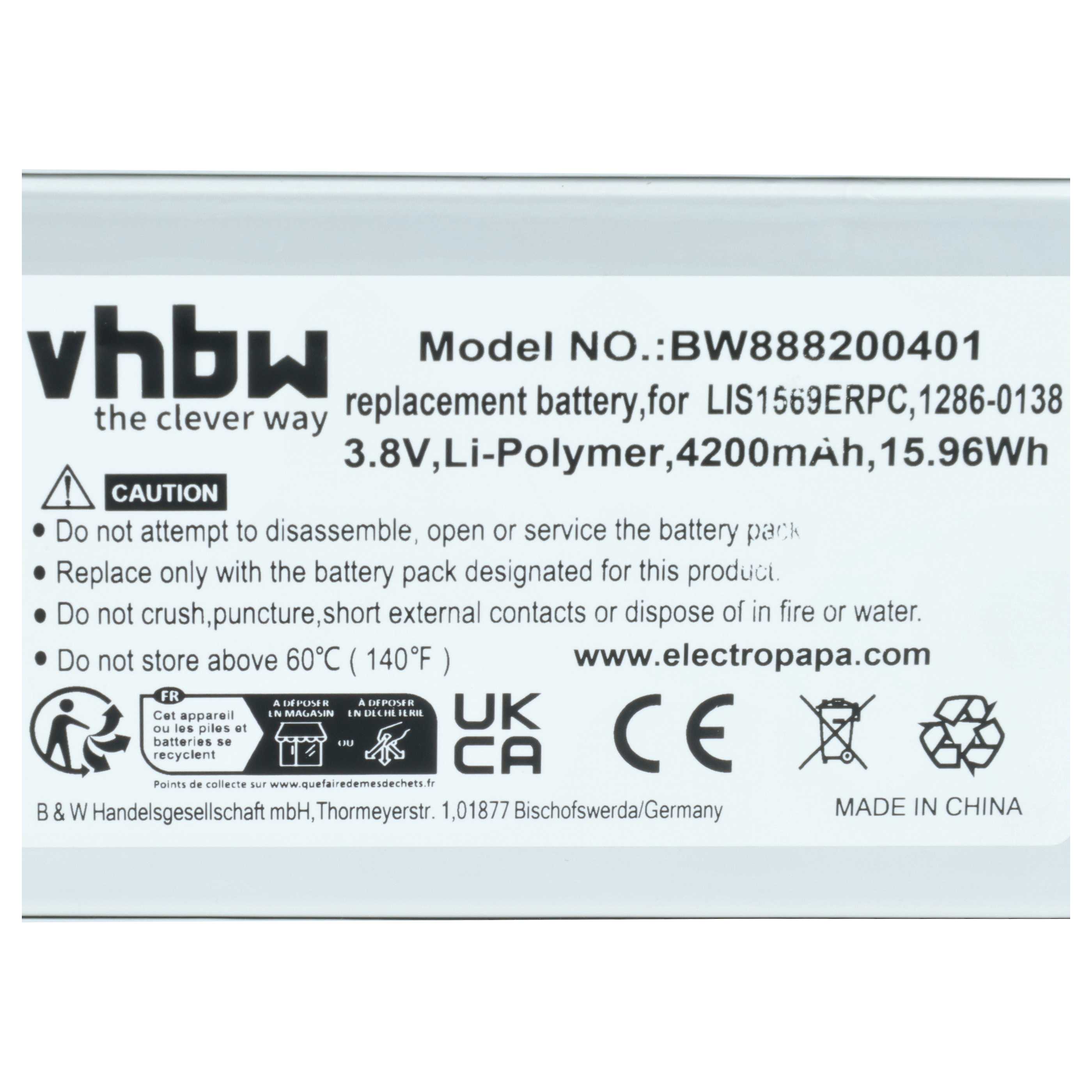 Akumulator do telefonu smartfona zamiennik Sony LIS1569ERPC, 1286-0138 - 4200 mAh 3,8 V LiPo