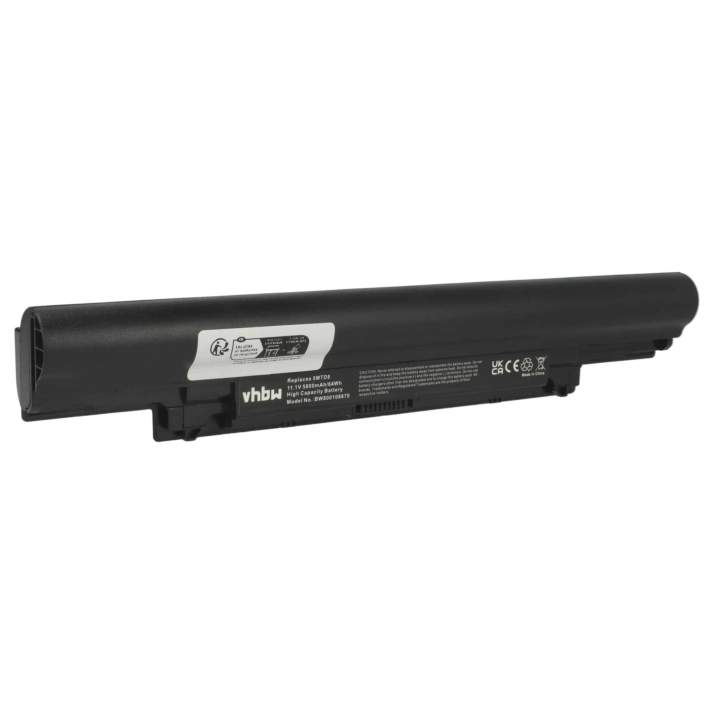 Akumulator do laptopa zamiennik Dell YFOF9, YFDF9, VDYR8, HGJW8, H7WX1, 5MTD8 - 5800 mAh 11,1 V Li-Ion, czarny