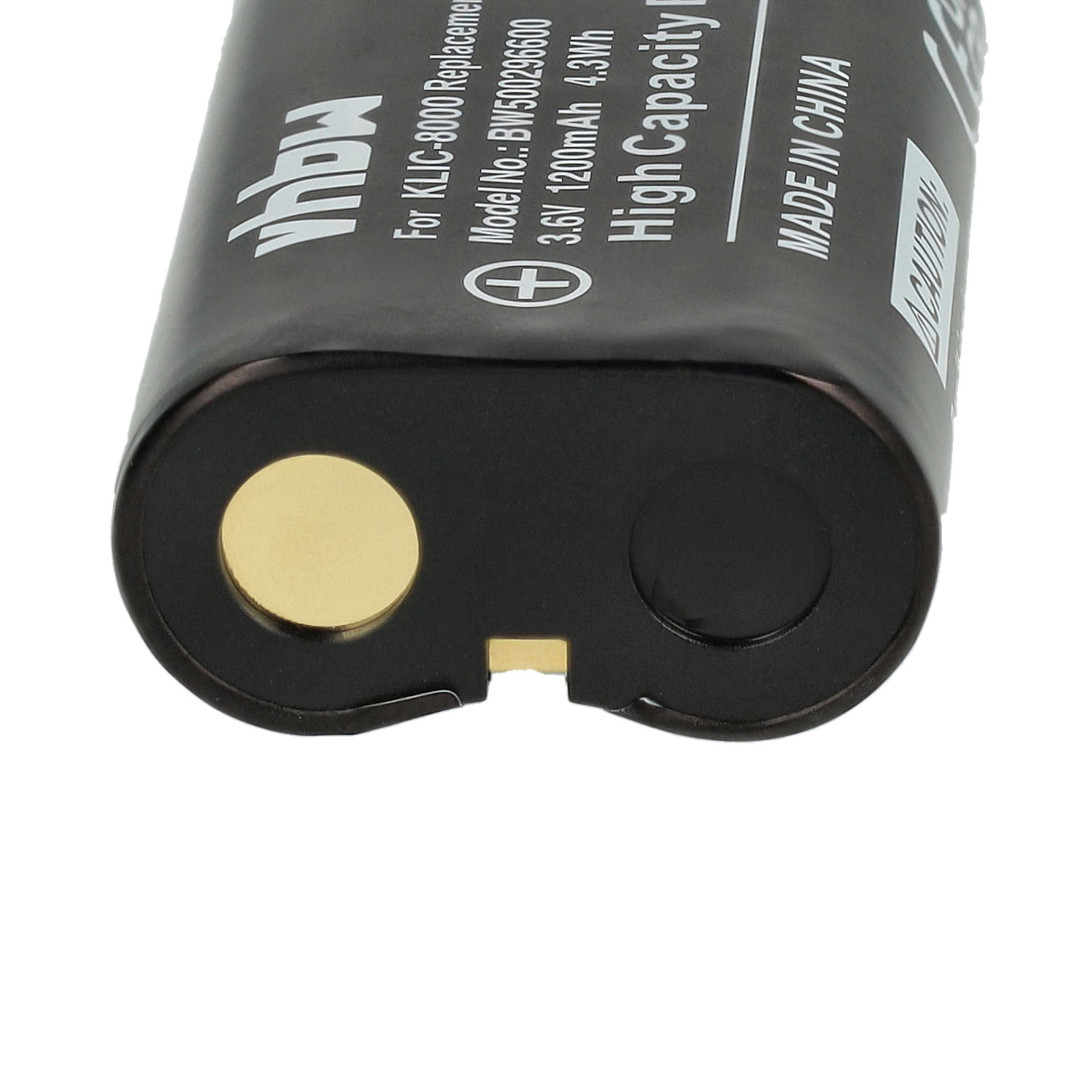 3x Battery replaces Kodak Klic-8000, RB50 - 1200mAh, 3.6V, Li-Ion