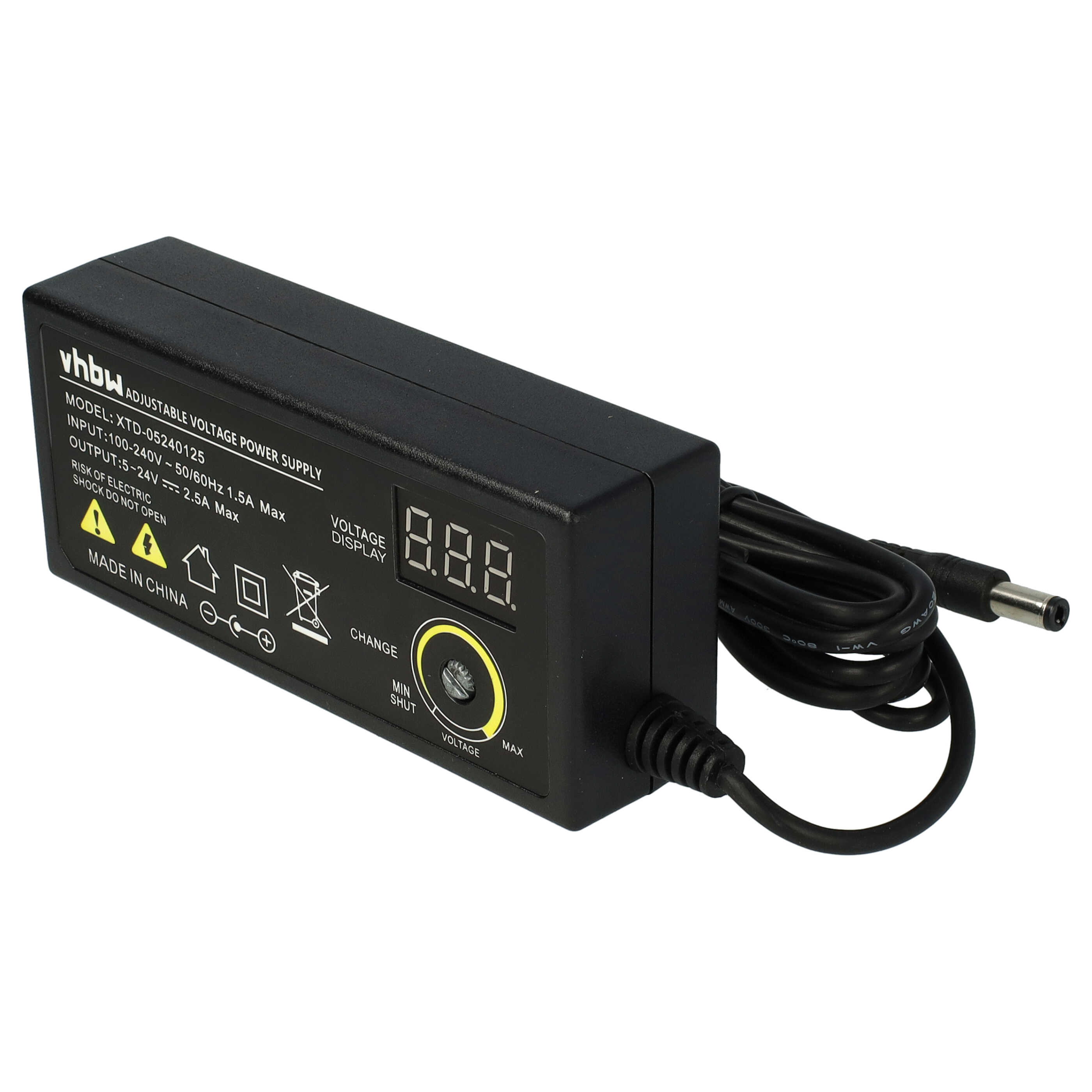 Mains Power Adapter with 10 Plugs suitable for various Electric Devices - 200 cm 5-24 V, 0.1-2.5 A