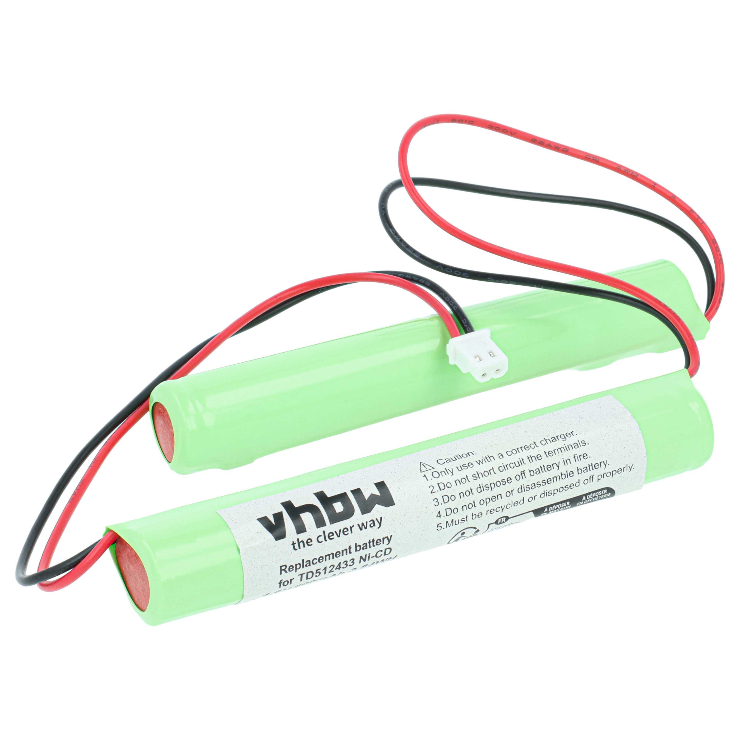 2x Akumulator do oświetlenia awaryjnego zamiennik BAES TD512433 - 800 mAh 4,8 V NiCd