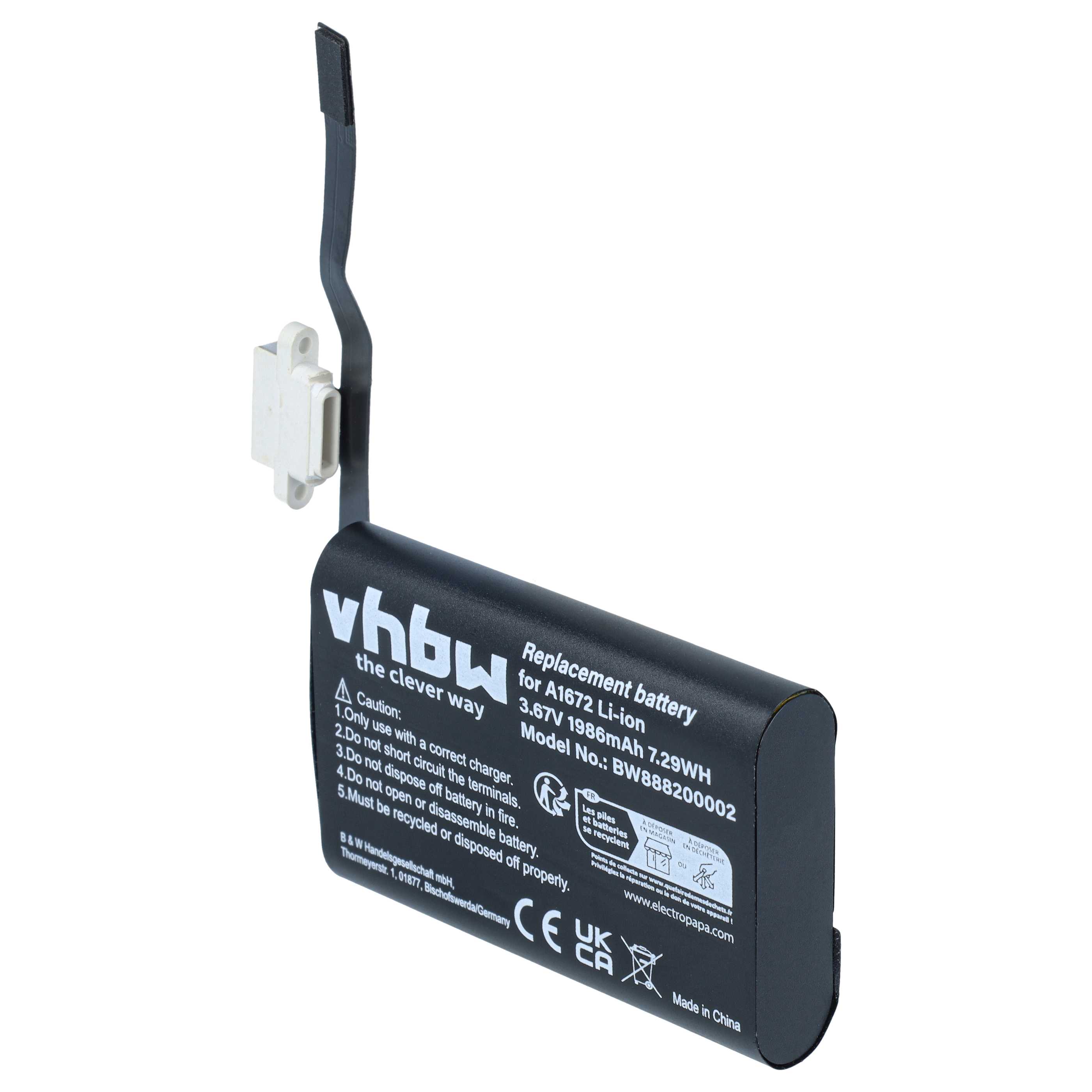 Computer Mouse Battery replaces Apple 020-00633, 020-00634 - 1986 mAh 3.67 V Li-Ion